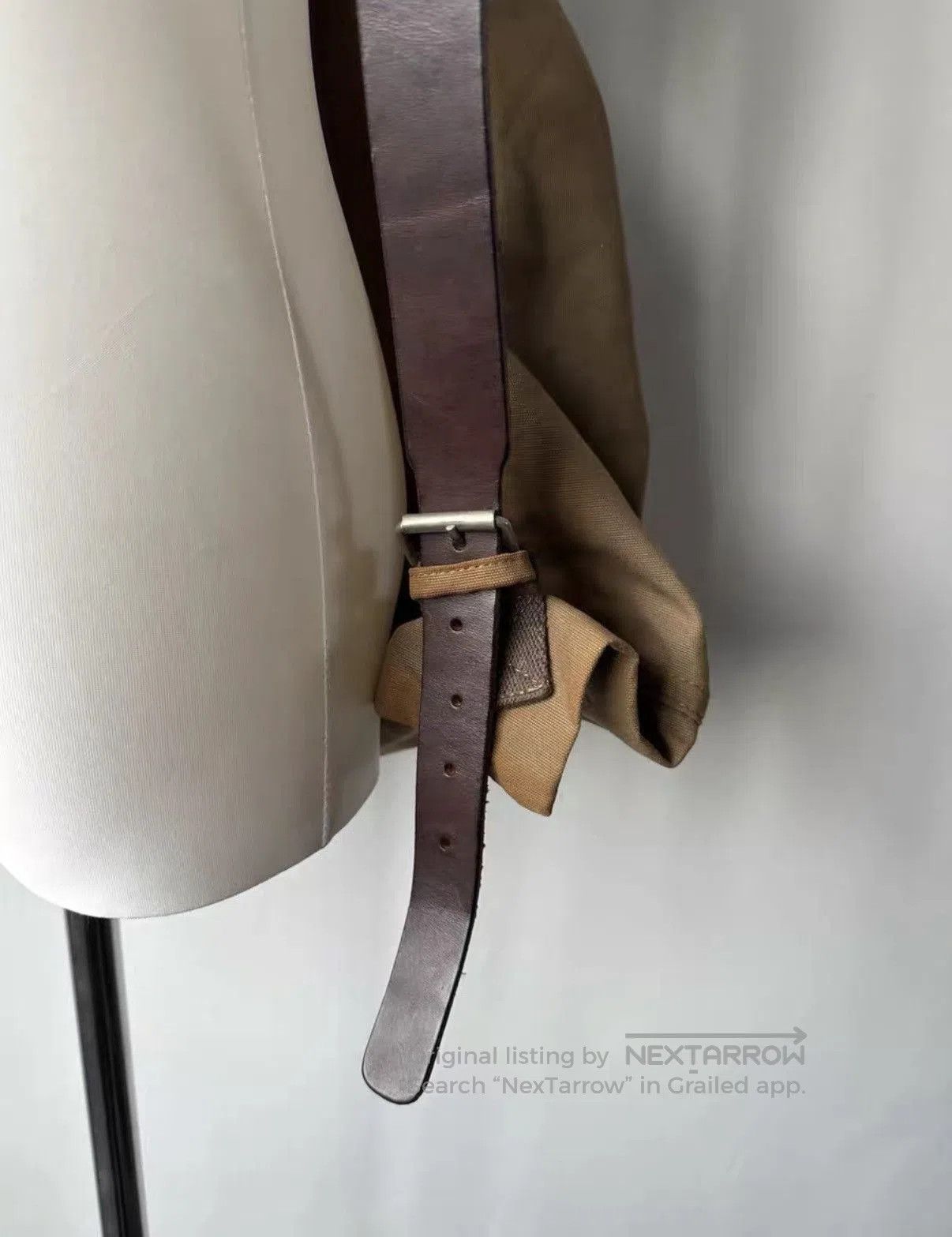 Helmut Lang Brown Canvas Backpack with Leather Straps. Size ONE SIZE - 4 Thumbnail