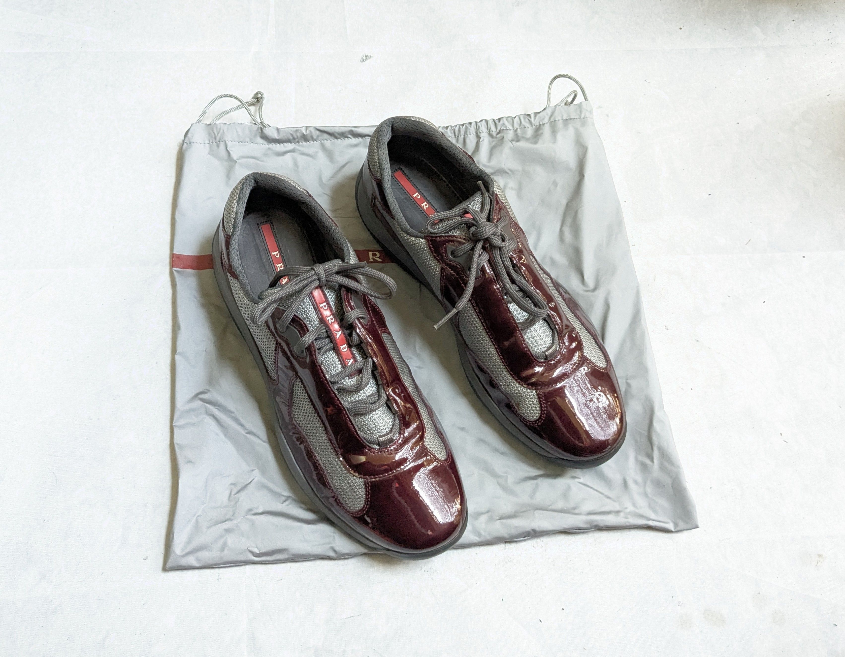 Prada Prada America's Cup Sneakers Burgundy Patent Leather 10.5 Size US 10.5 / EU 43-44 - 2 Thumbnail