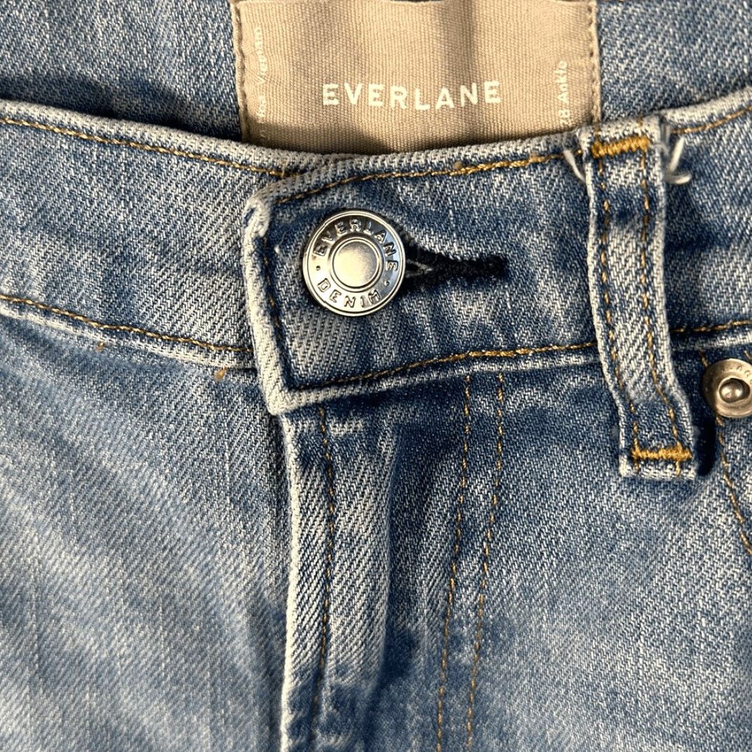 Everlane Everlane Jeans Women Size 28 Light Wash Cotton Ankle Wide-Leg Blue SPOT - 28 Size 28" / US 6 / IT 42 - 3 Thumbnail