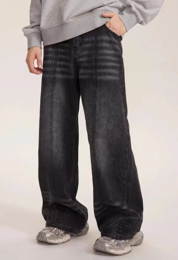 Japanese Brand VIBE Vintage washed ripple heavy rare straight leg jeans Size US 34 / EU 50 - 2 Thumbnail