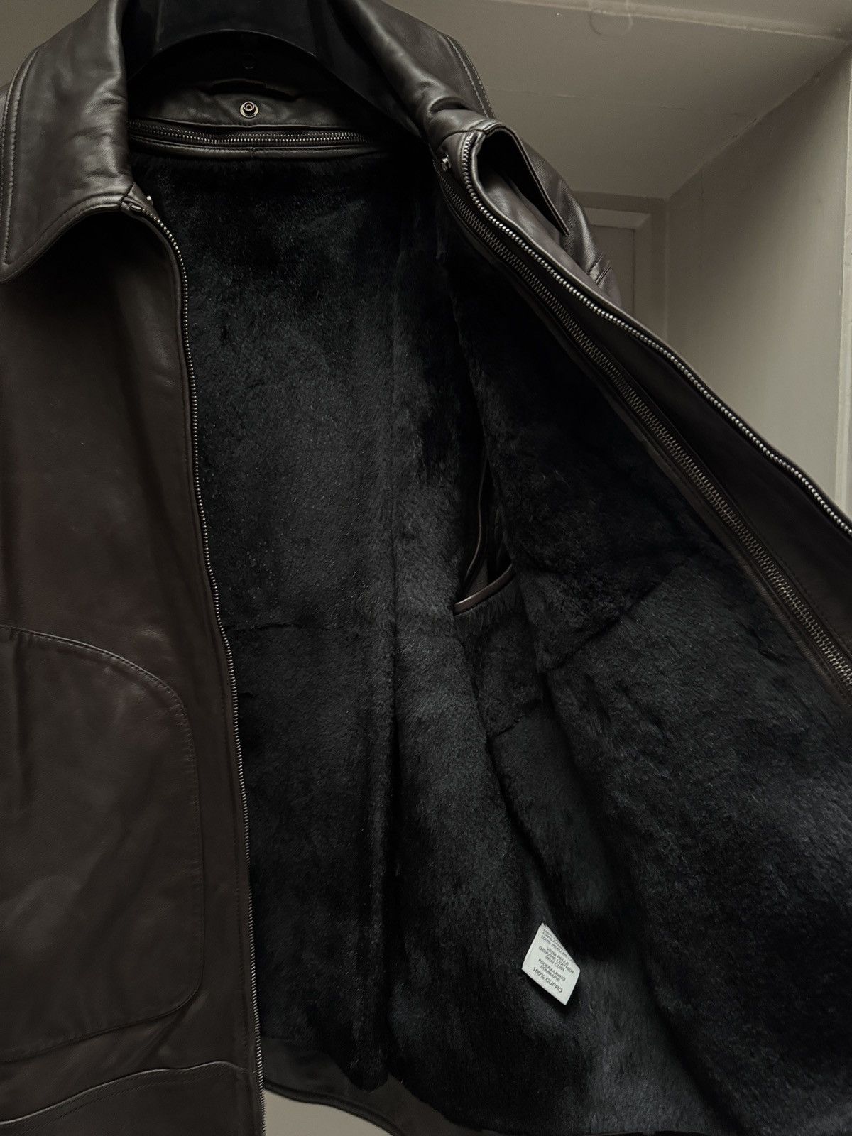 Armani Collezioni Armani Collezioni Men’s Brown Lambskin Leather Jacket IT 52 Size US L / EU 52-54 / 3 - 11 Thumbnail