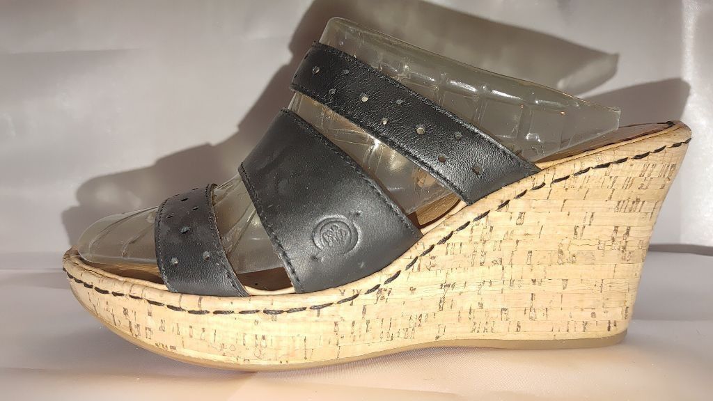 Born Born Marjorie Leather Cork Wedge Sandals Size 6 Size US 6 / IT 36 - 2 Thumbnail