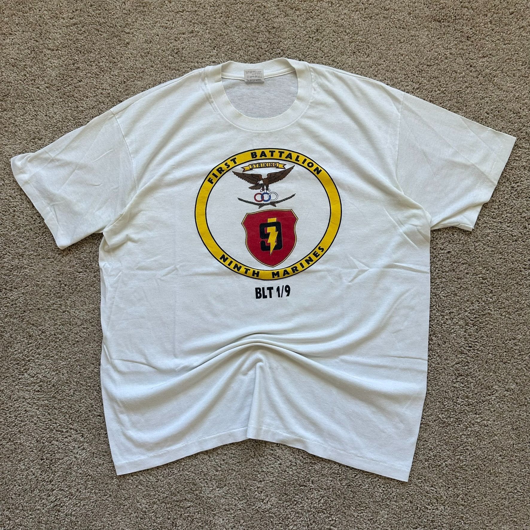 Vintage Vintage USMC Marine Corps T-Shirt 1/9 1st Battalion 9th Mari Size US XL / EU 56 / 4 - 1 Thumbnail