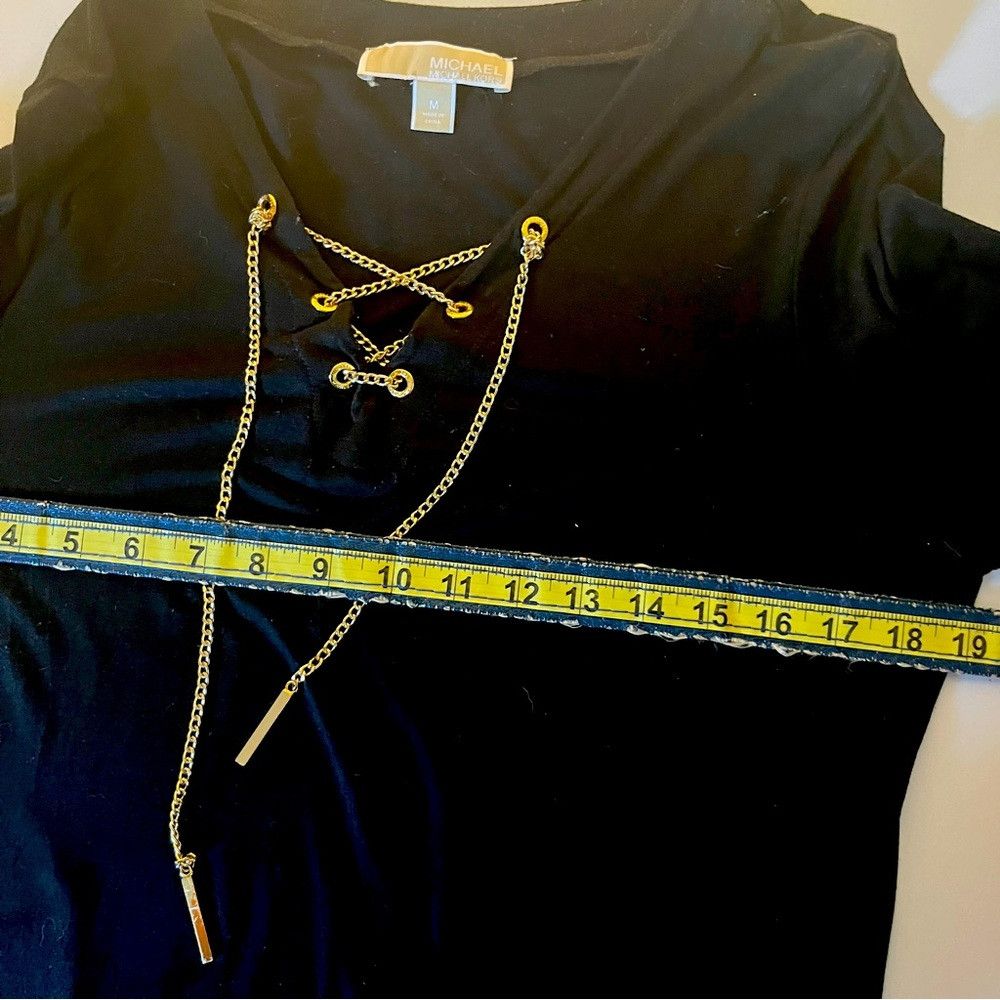 Designer Michael Kors Black Top Dress with Gold Chain Size Medium Size M / US 6-8 / IT 42-44 - 6 Thumbnail