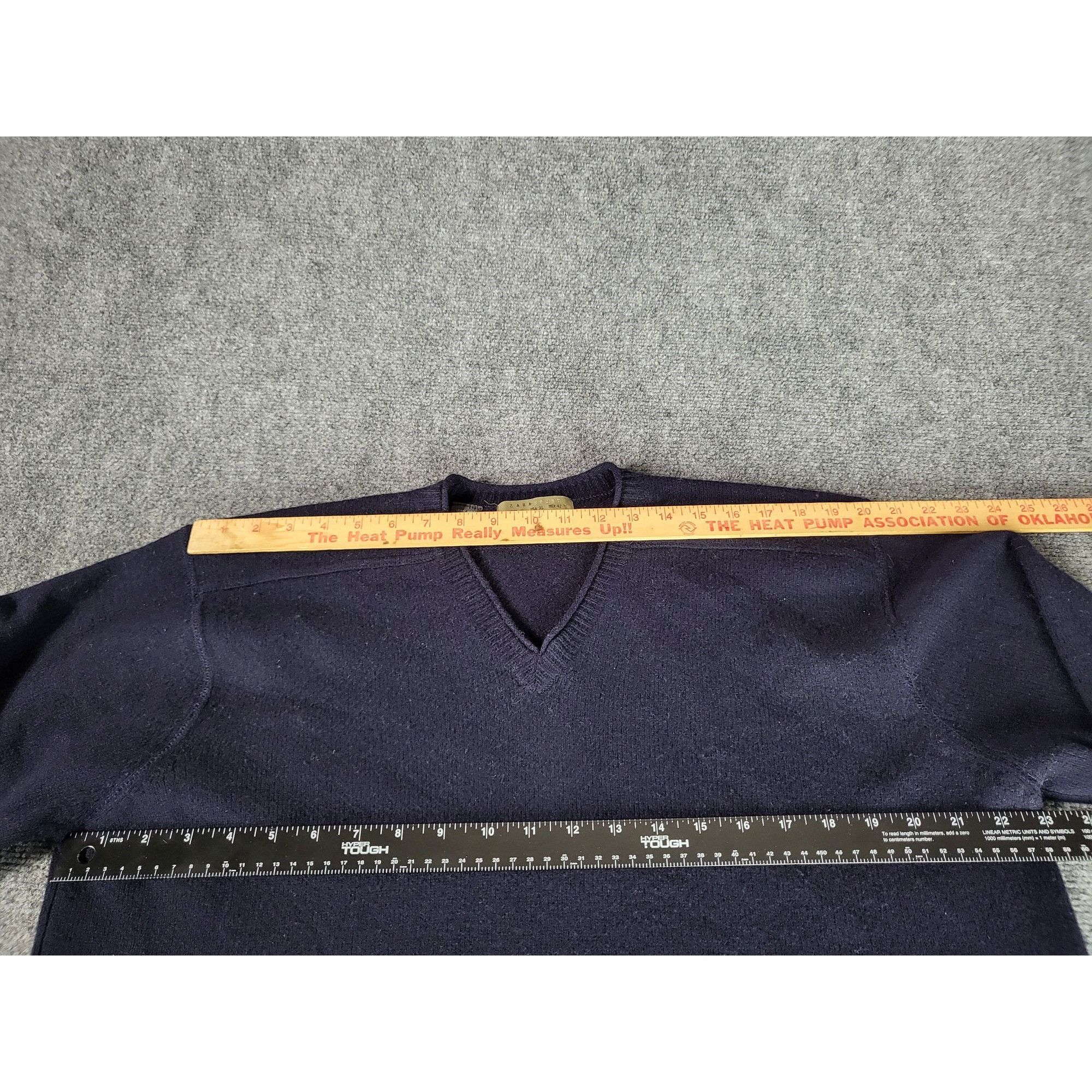 Zara Zara Sport V Neck Sweater Men Sz XL Wool Blue Tight Knit Cas Size US XL / EU 56 / 4 - 5 Thumbnail
