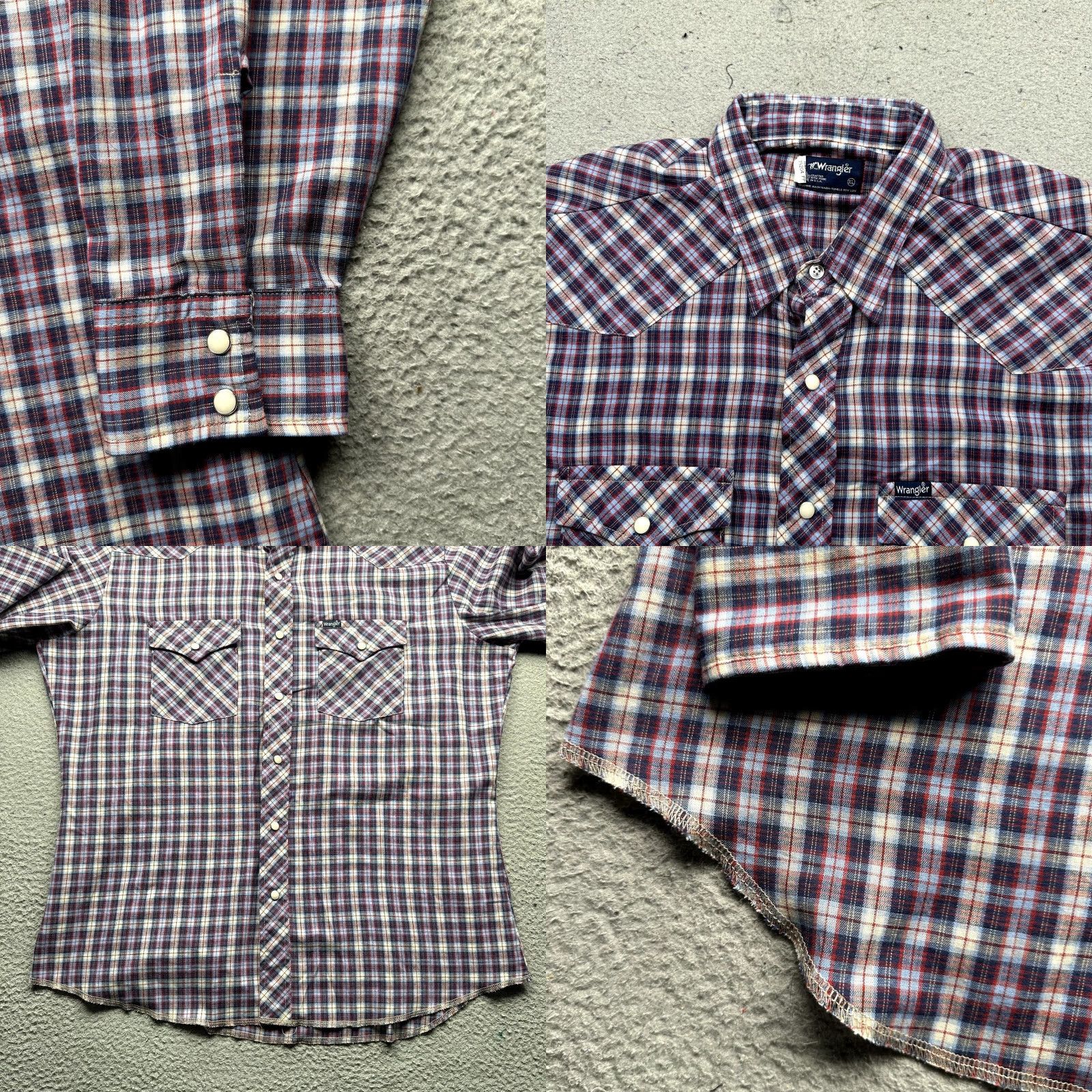 Wrangler VINTAGE Wrangler Western Pearl Snap Plaid Shirt Mens XL Long Sleeve Red White Blue Pocketed 80s 90s Cowboy Crowd Size US XL / EU 56 / 4 - 8 Thumbnail