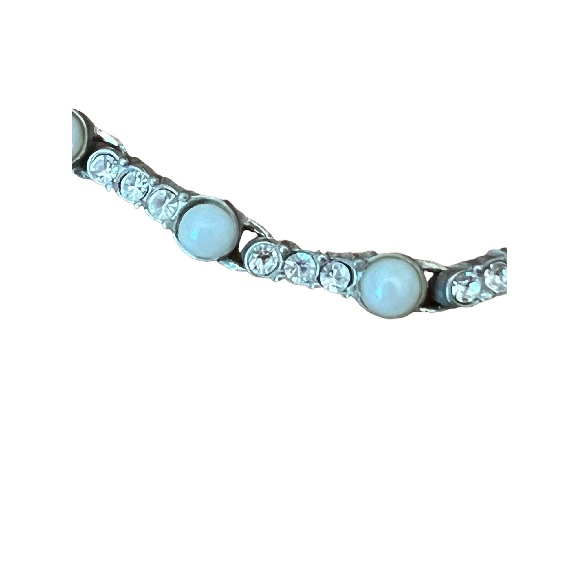Other Vintage Sterling Silver bracelet clear rhinestones faux pear Size ONE SIZE - 2 Thumbnail