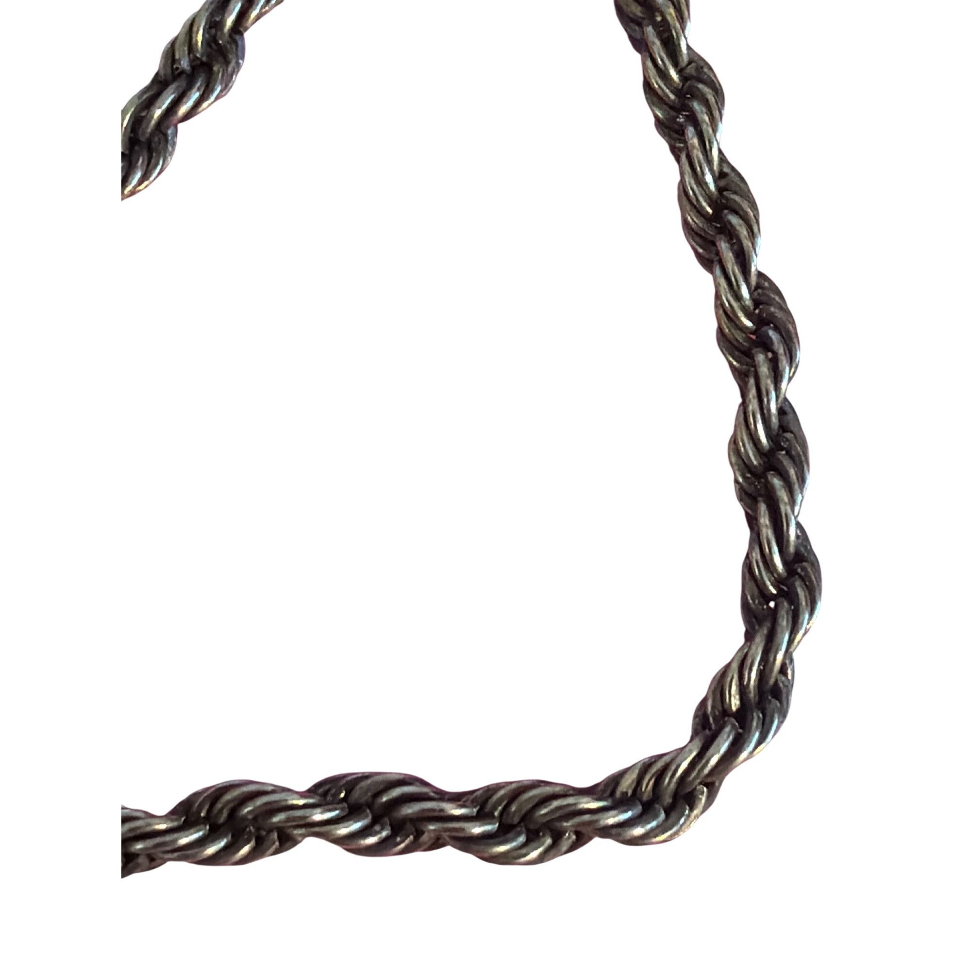Other Vintage Silver Tone Gunmetal Twist Rope Chain Necklace ML 30 Size 30 - 2 Thumbnail