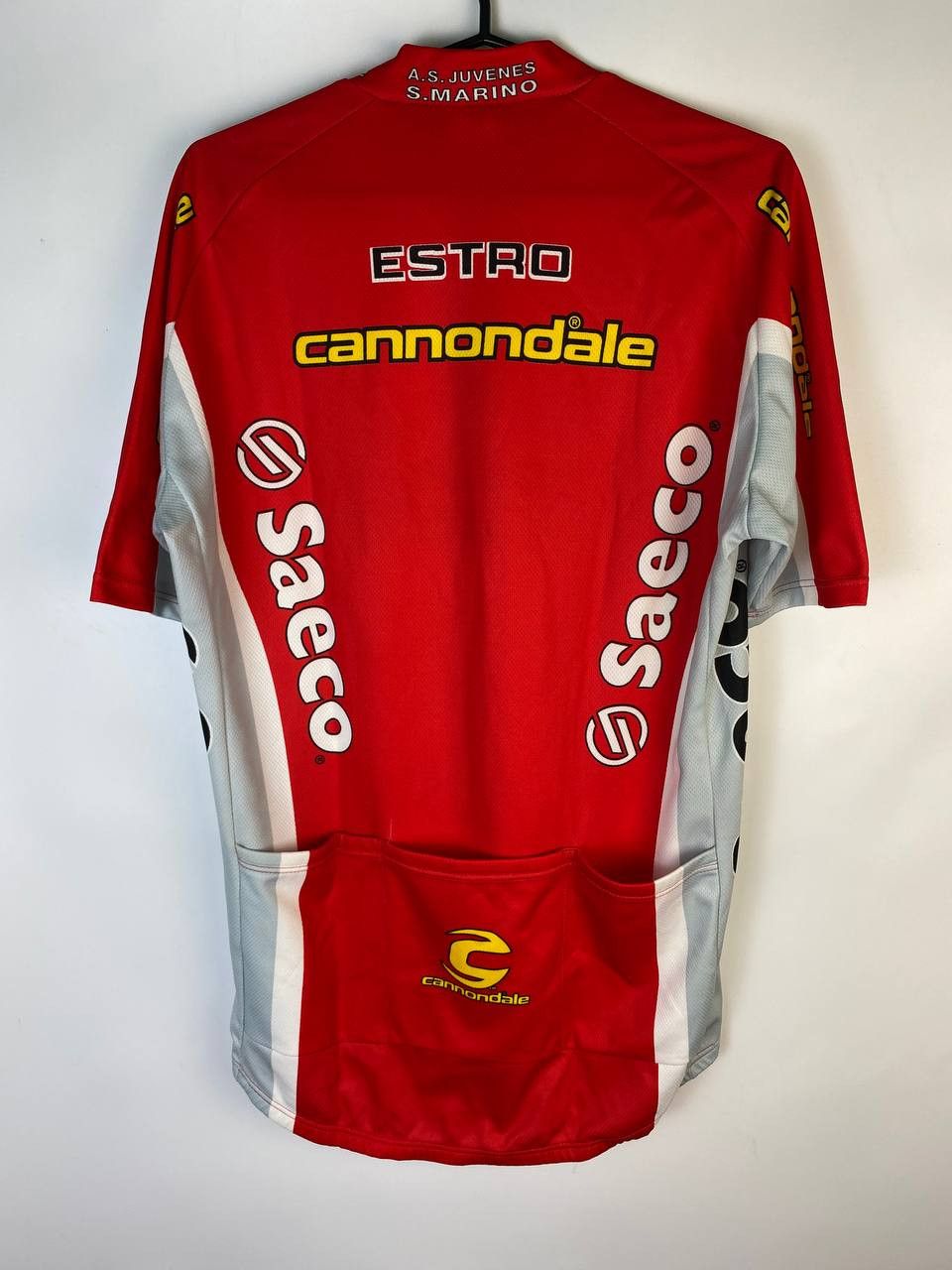 Vintage Saeco Estro Cannondale mens Red cycling jersey Shirt Racing Size US XL / EU 56 / 4 - 4 Thumbnail