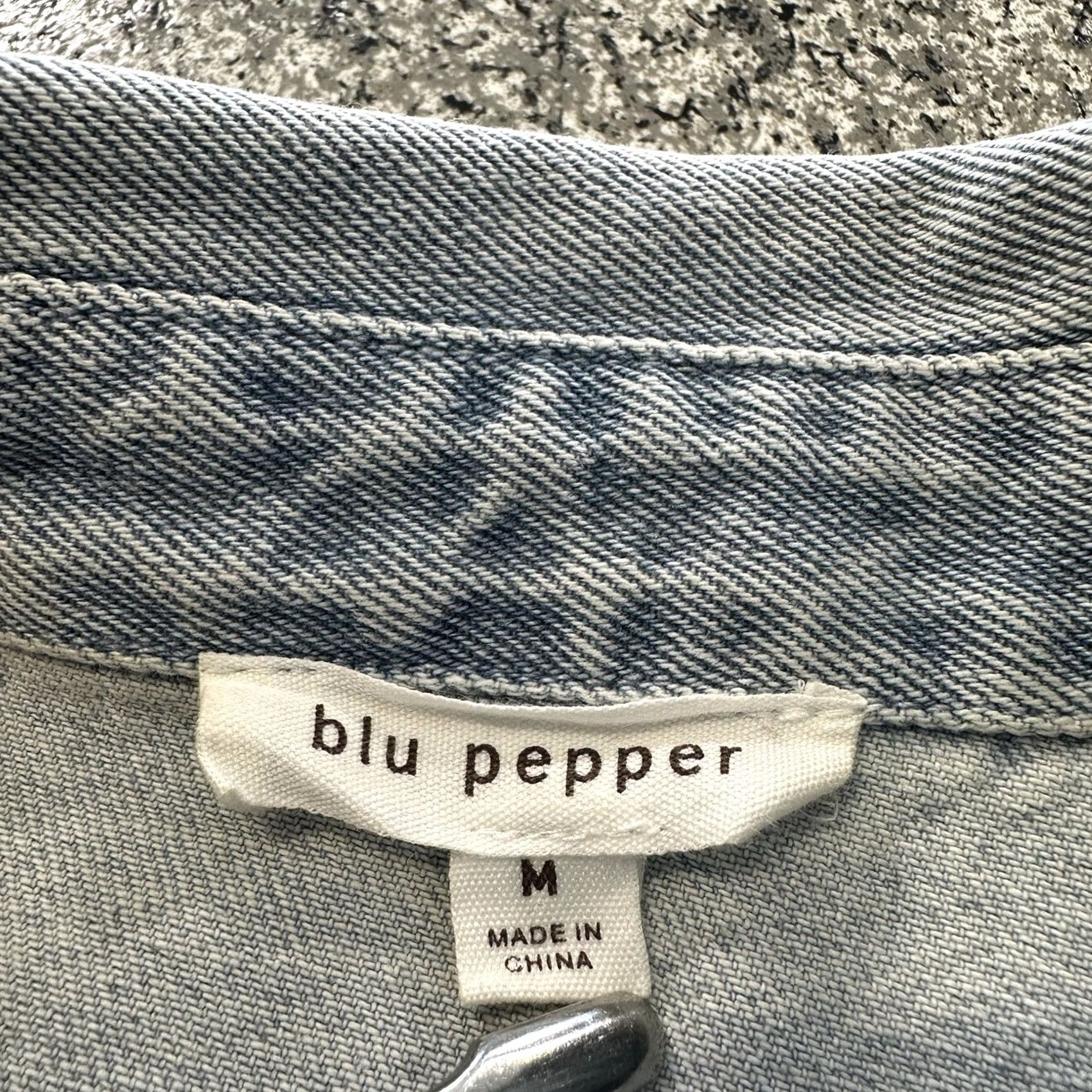 Vintage Blu Pepper Blue Shirt Jacket Women's M Denim Cable Knit Button-Up Pockets Long Sleeve 1 Size M / US 6-8 / IT 42-44 - 2 Thumbnail