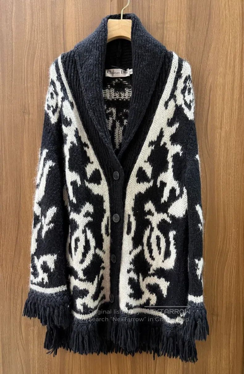 Dior Dior Black and white jacquard tassel cardigan coat Size S / US 4 / IT 40 - 1 Thumbnail