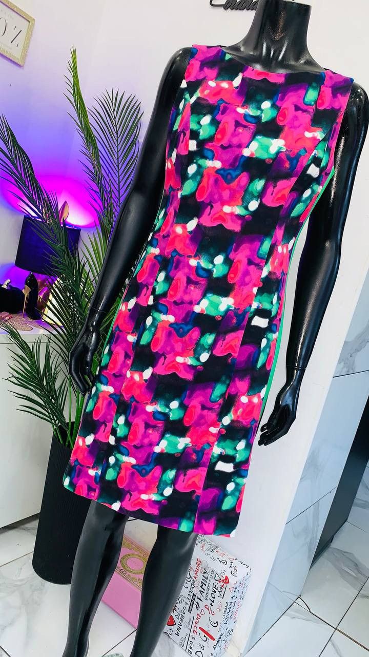 Isaac Mizrahi ISAAC MIZRAHI NEW YORK | Abstract Print Sheath Dress | US 10 Size XL / US 12-14 / IT 48-50 - 5 Thumbnail