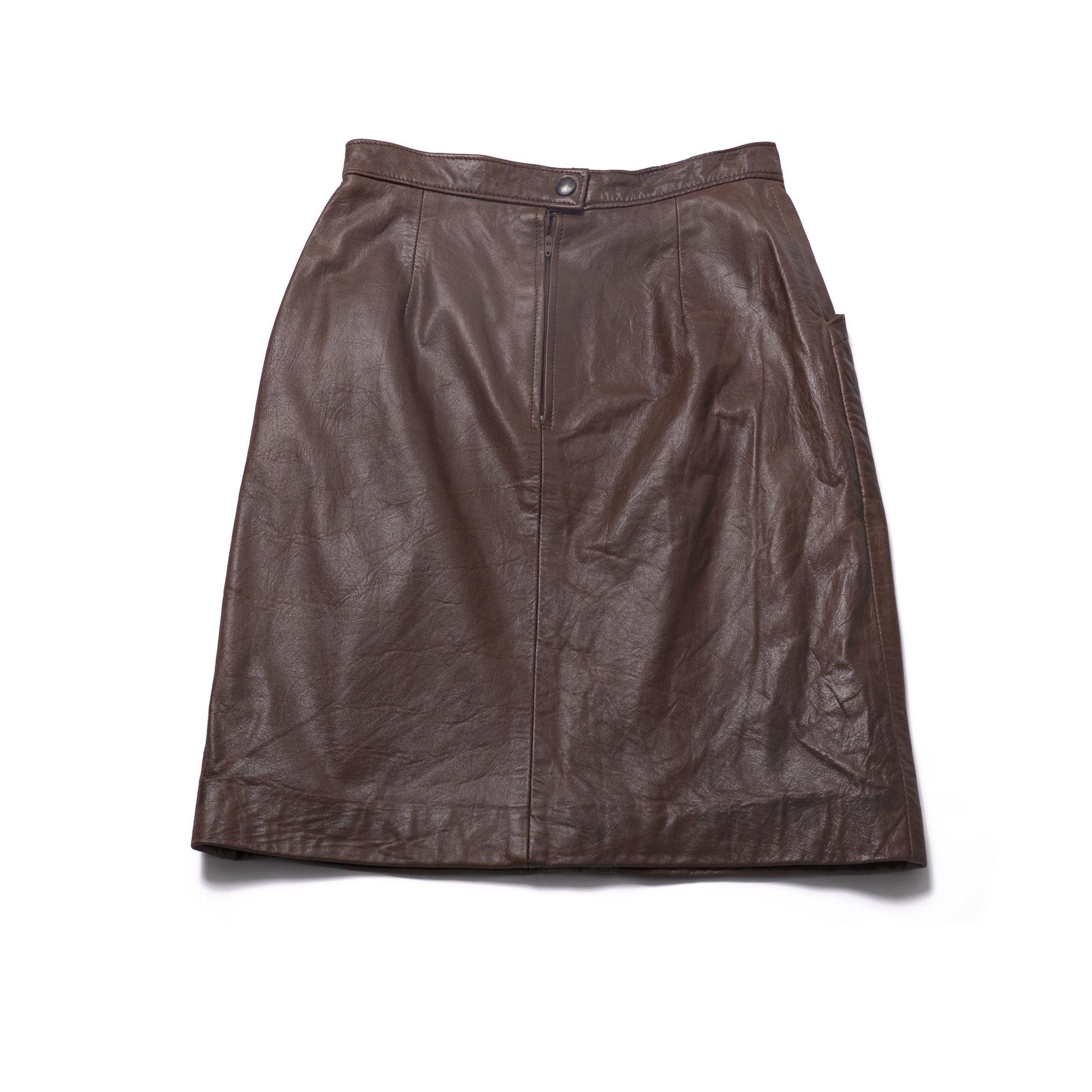 Other Real Leather Brown Pencil Skirt Size 30" / US 8 / IT 44 - 3 Thumbnail