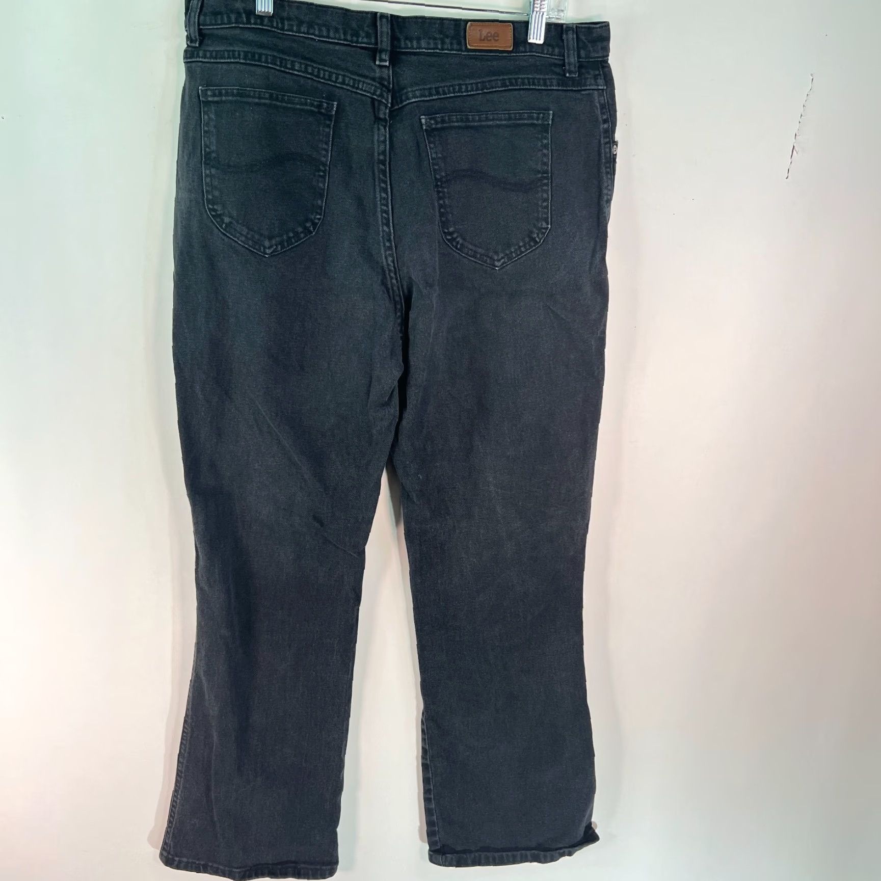 Lee Lee Womens Flat Front High Rise Casual Black Denim Straight Leg Jeans Size 18M Size 40" / US 18 - 3 Thumbnail