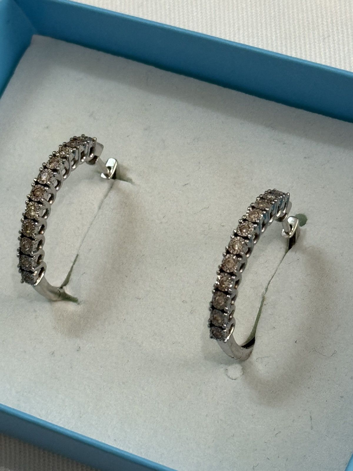 Other ZEI 10k White Gold 1.0ctw DIAMOND LARGE HOOP Vintage Earring Size ONE SIZE - 2 Thumbnail