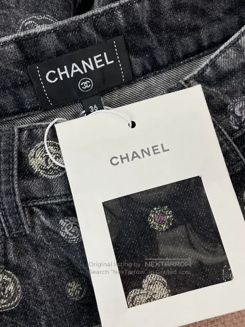 Chanel Chanel 25B black printed denim shorts Size 24" / US 00 / IT 34 - 3 Thumbnail