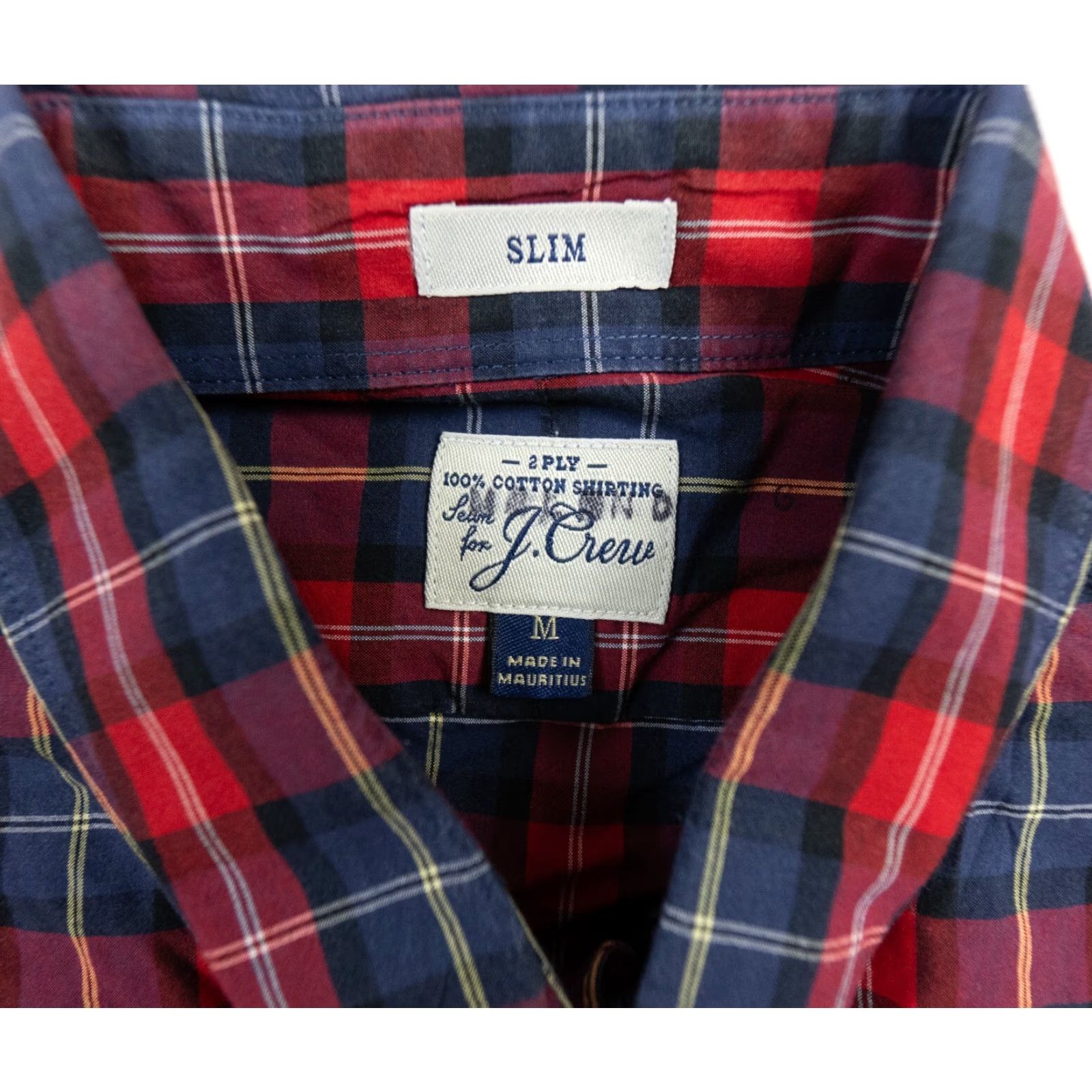 J.Crew J.Crew Men’s Shirt Long Sleeve Button-Up Slim Fit Plaid Red Blue 2 Ply Cotton M Multicolor Casual Formal Workwear Mens Size US M / EU 48-50 / 2 - 5 Thumbnail