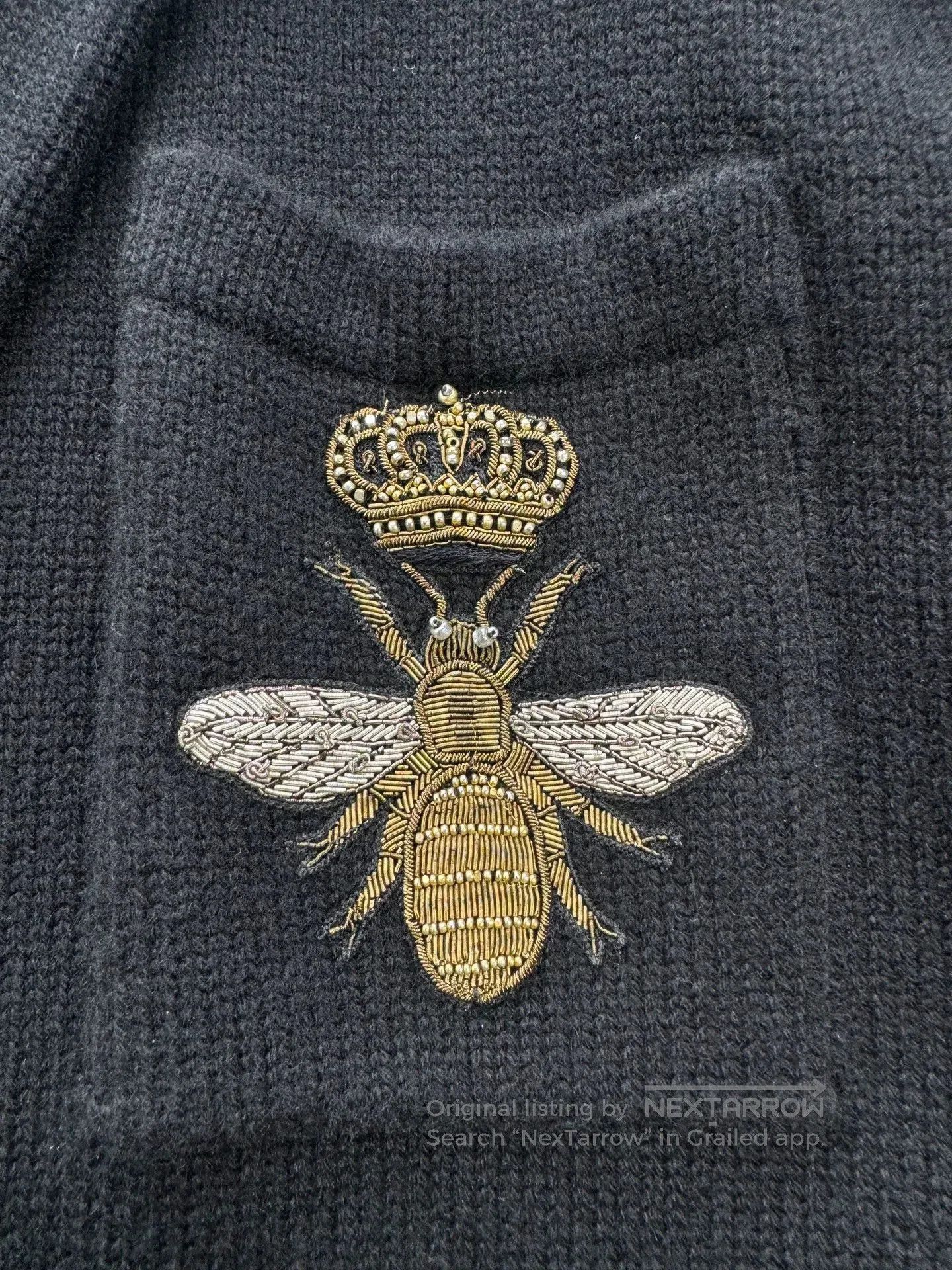 Dolce & Gabbana D&G Black Crown Bee Embroidered Cashmere Cardigan. Size US L / EU 52-54 / 3 - 3 Thumbnail