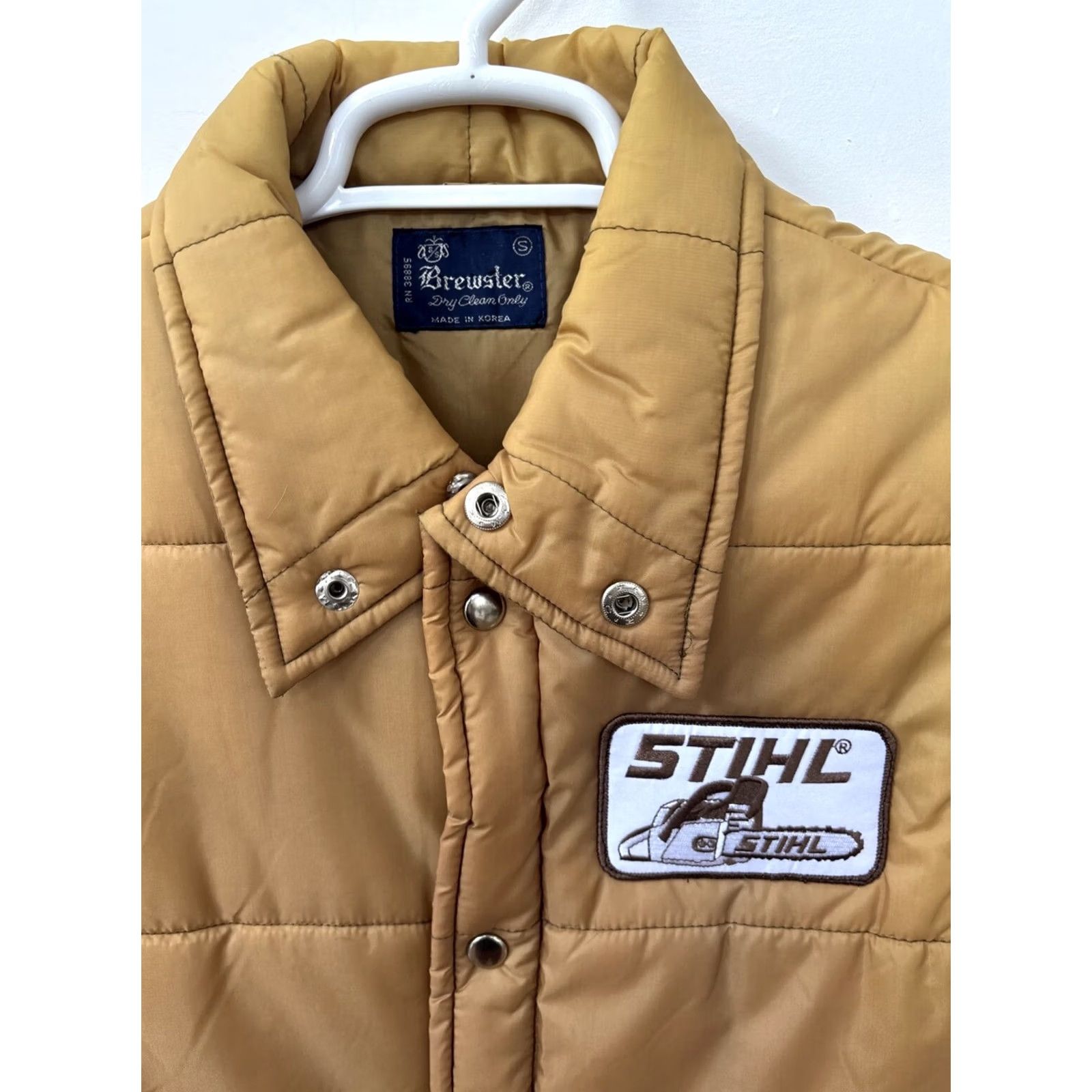 Lumberjack VTG Brewster Stihl Vest Mens Small Down Puffer Nylon Beige Bodied Logging Workwear Casual Shirt? Size US S / EU 44-46 / 1 - 2 Thumbnail