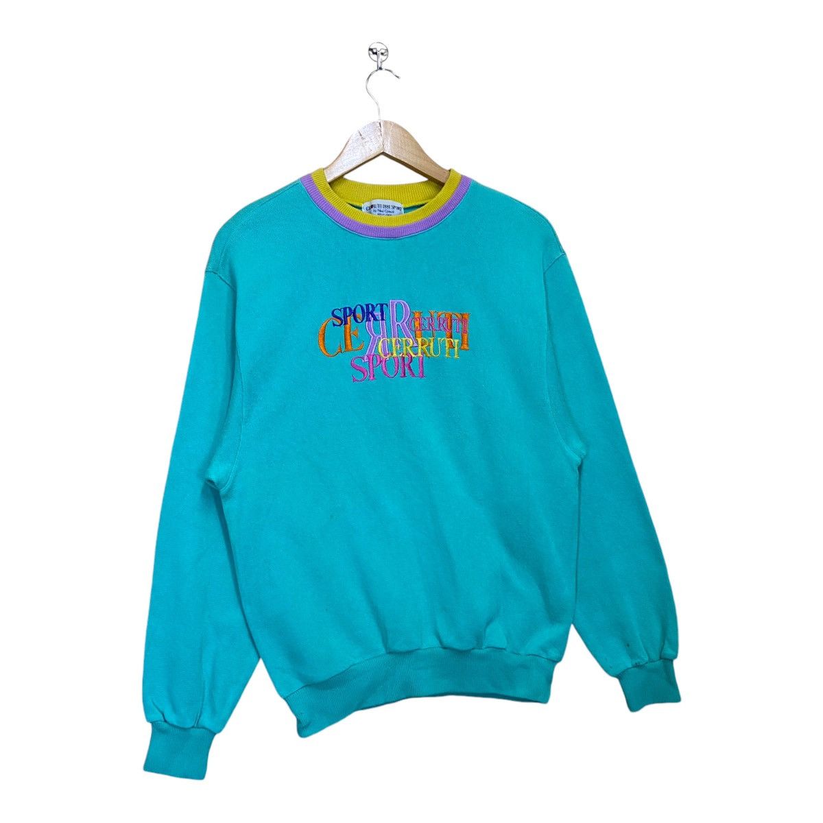Cerruti 1881 × Vintage Cerruti 1881 Big Logo Multicolour Crewneck Sweatshirt Size S Size US S / EU 44-46 / 1 - 2 Thumbnail