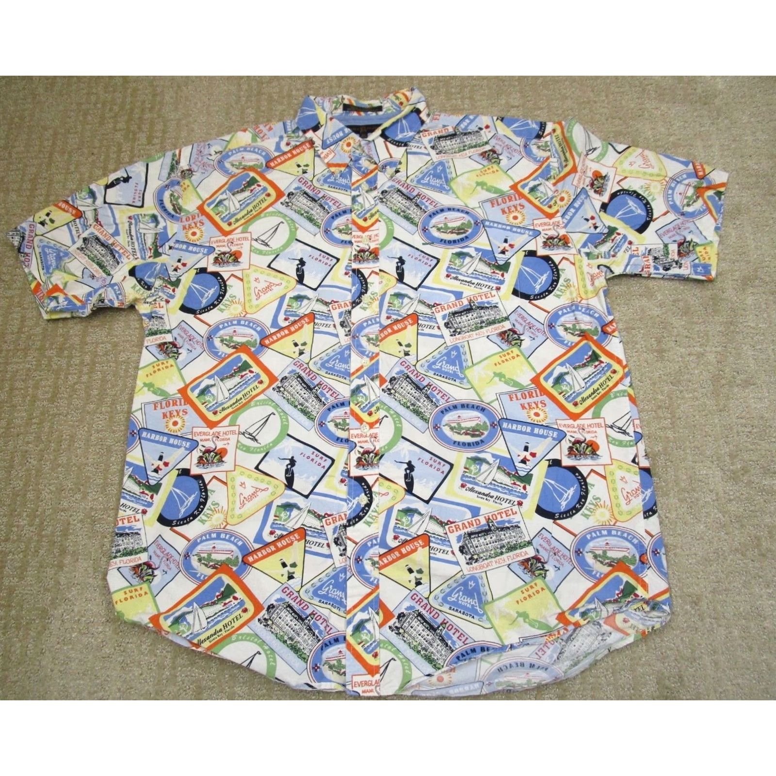Tommy Hilfiger Tommy Hilfiger Button-Up Shirt Men XL White Nautical AOP VTG Beach Nautical Holiday Casual Travel 90s Mens Size US XL / EU 56 / 4 - 2 Thumbnail