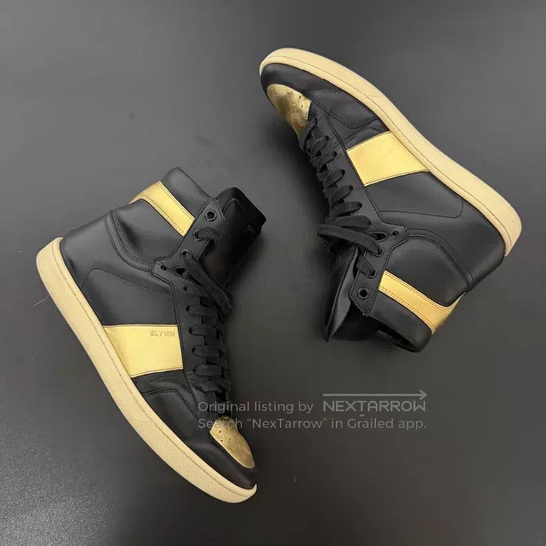Saint Laurent Paris Saint Laurent Paris Black and Gold High Top Sneakers i Size US 6 / EU 39 - 2 Thumbnail