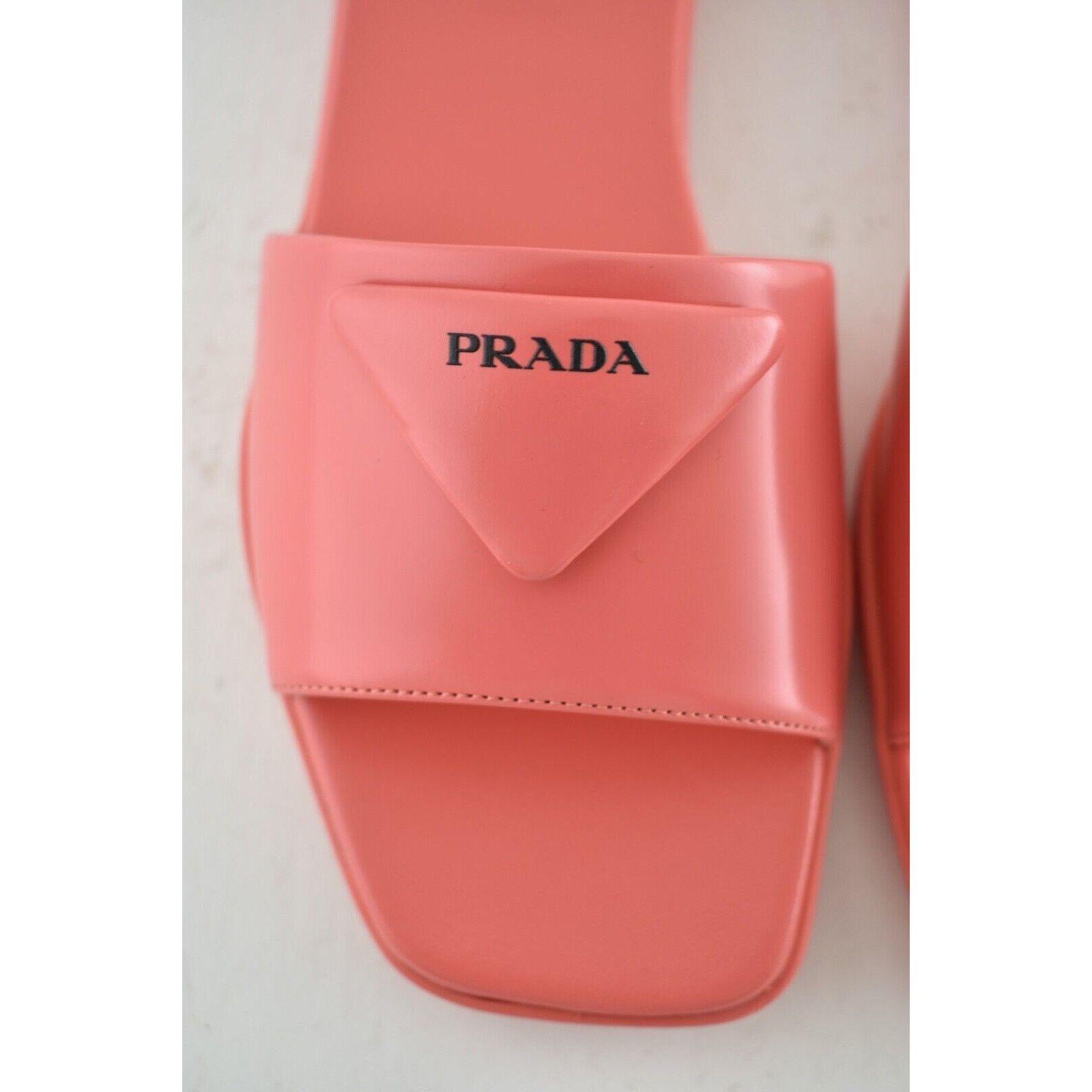 Prada Prada Corallo Red Rubber Leather Triangle Logo Slide Sandal Size US 9.5 / IT 39.5 - 7 Thumbnail