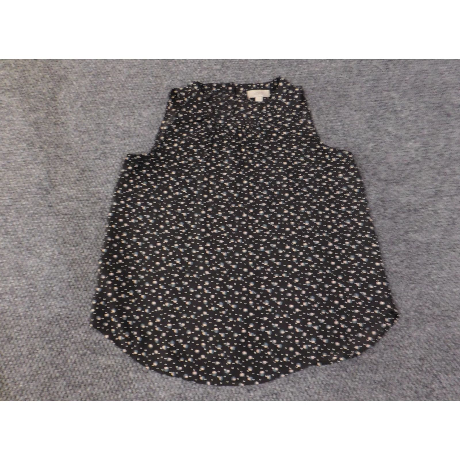Ann Taylor Loft Blouse Womens S Black Sleeveless Polka Dot High Neck Lightweight Round Neck Pullover Casual Polyester Knit Ann Taylor Loft Size S / US 4 / IT 40 - 3 Thumbnail