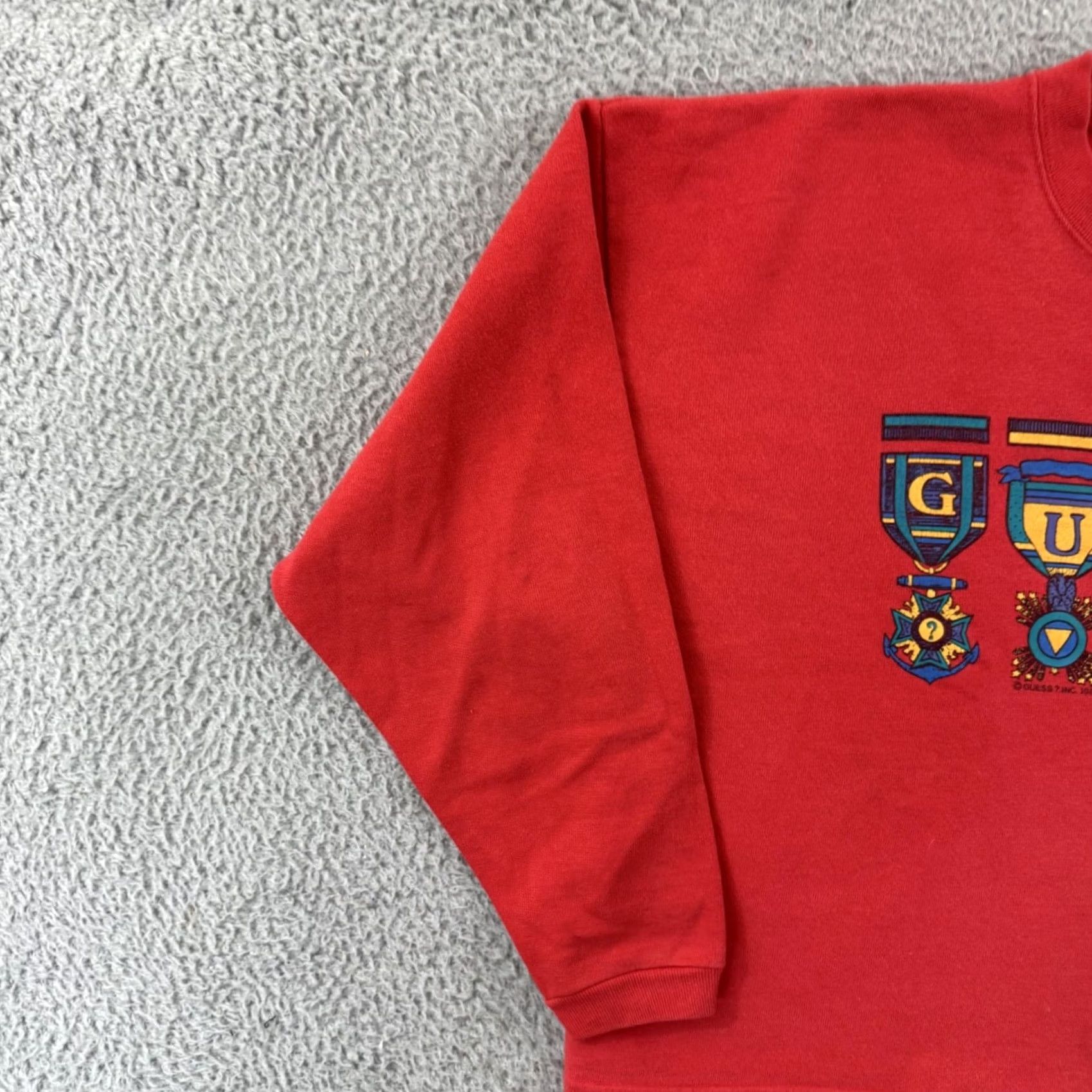 Guess VINTAGE GUESS Sweatshirt Adult Large Red Crop 80s Georges Marciano Grunge Street Logo Angel Mens Size US L / EU 52-54 / 3 - 4 Thumbnail