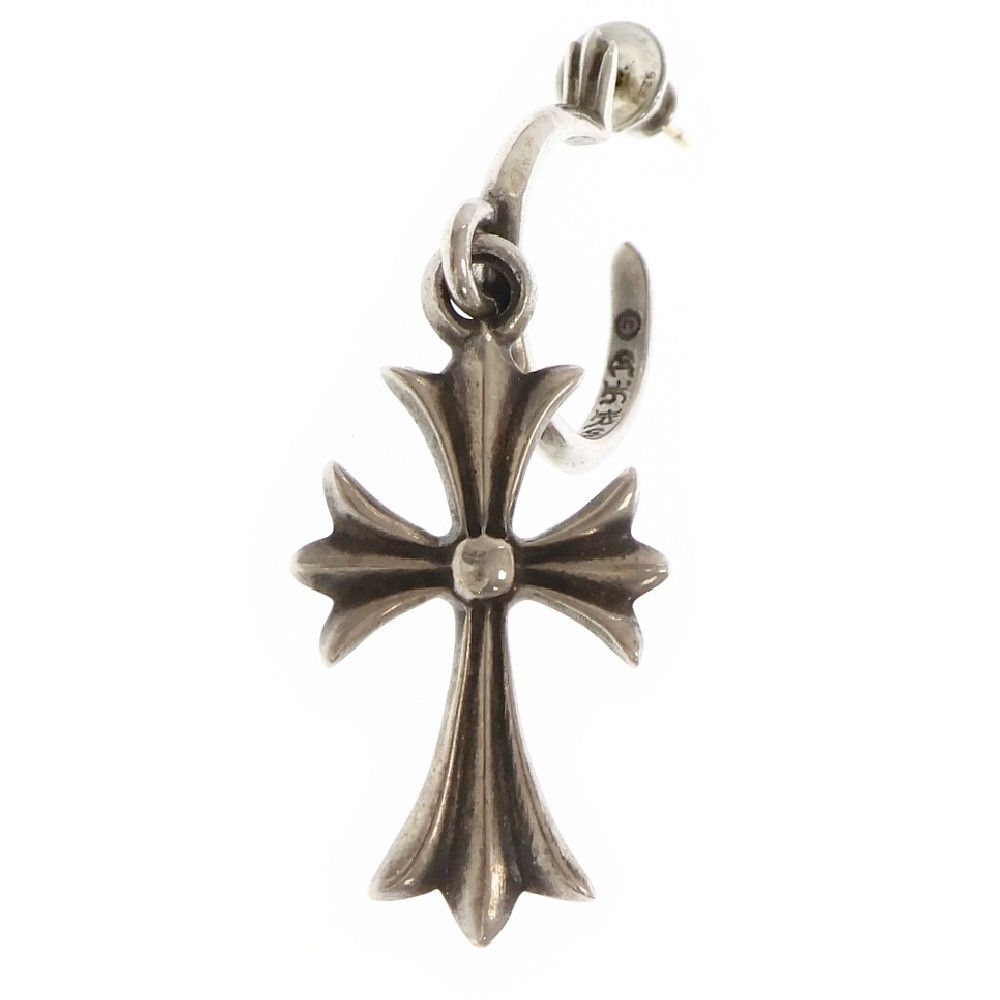 CHROME HEARTS TINY CH CROSS Hoop Silver Earrings