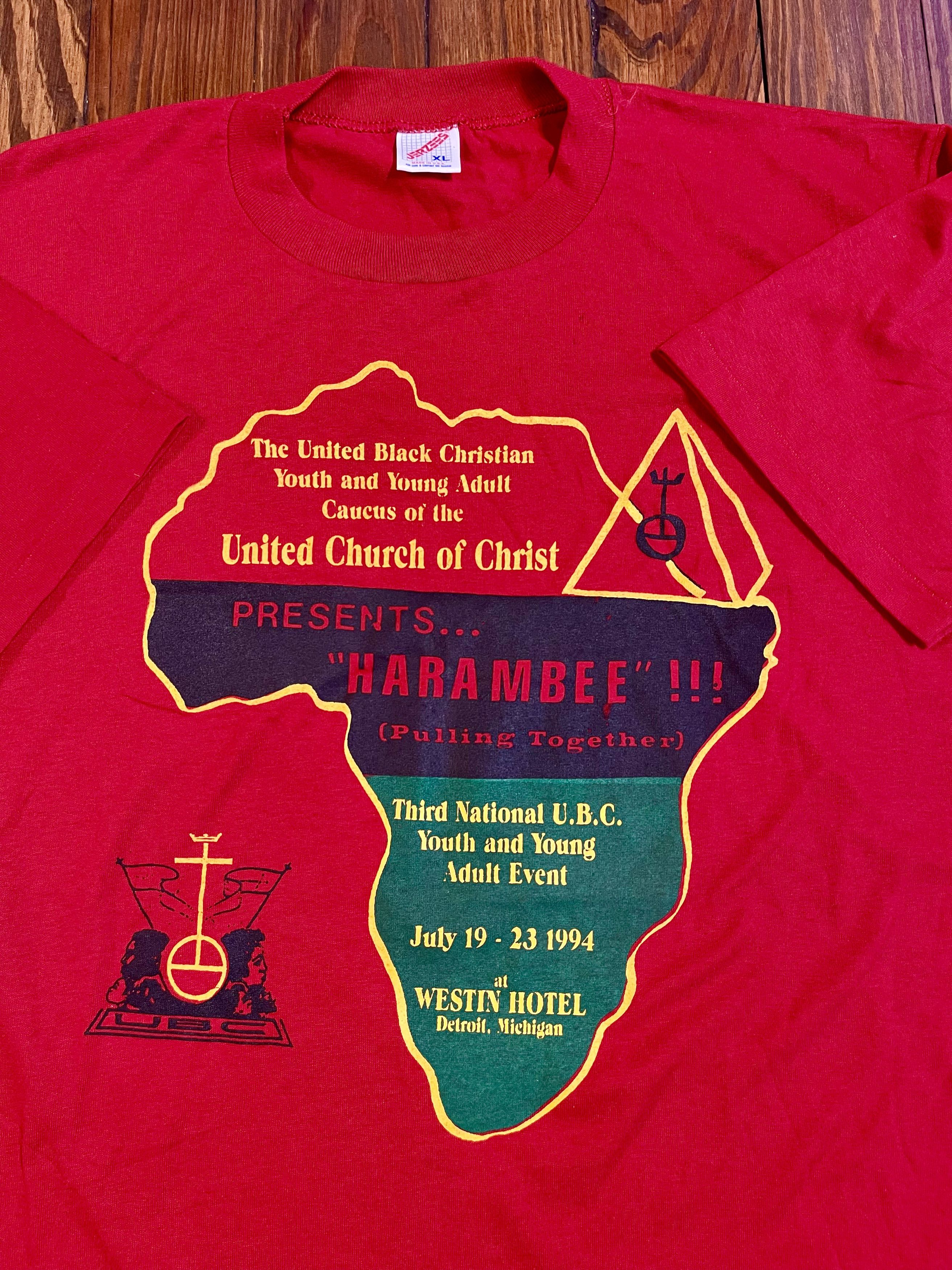 Vintage 1994 Harambe Vintage BHM 90's Detroit Church Rap T-Shirt Size US XL / EU 56 / 4 - 2 Thumbnail