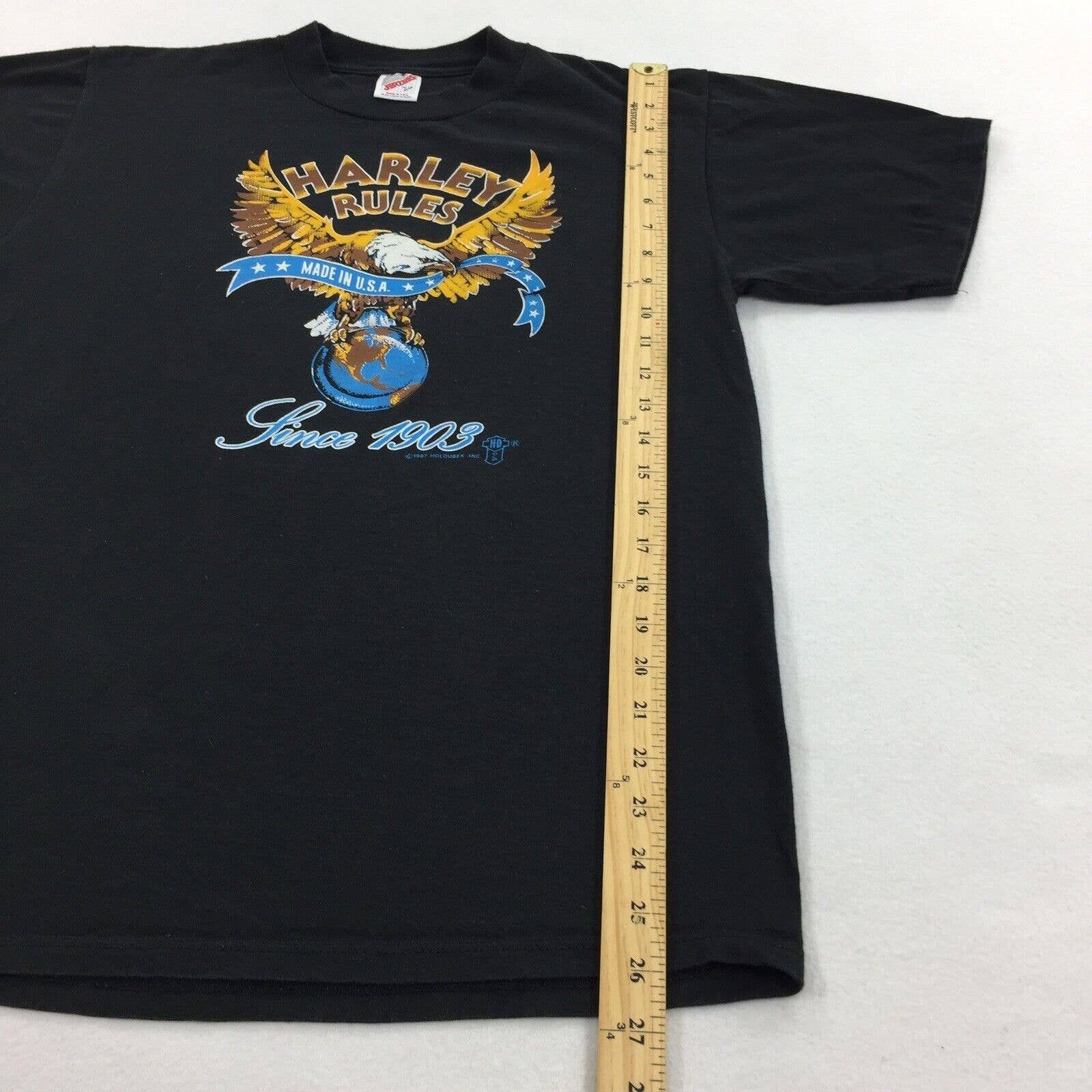 Harley Davidson × Vintage Vintage 1987 Harley Davidson Rules Single Stitch T-Shirt Size US L / EU 52-54 / 3 - 8 Thumbnail