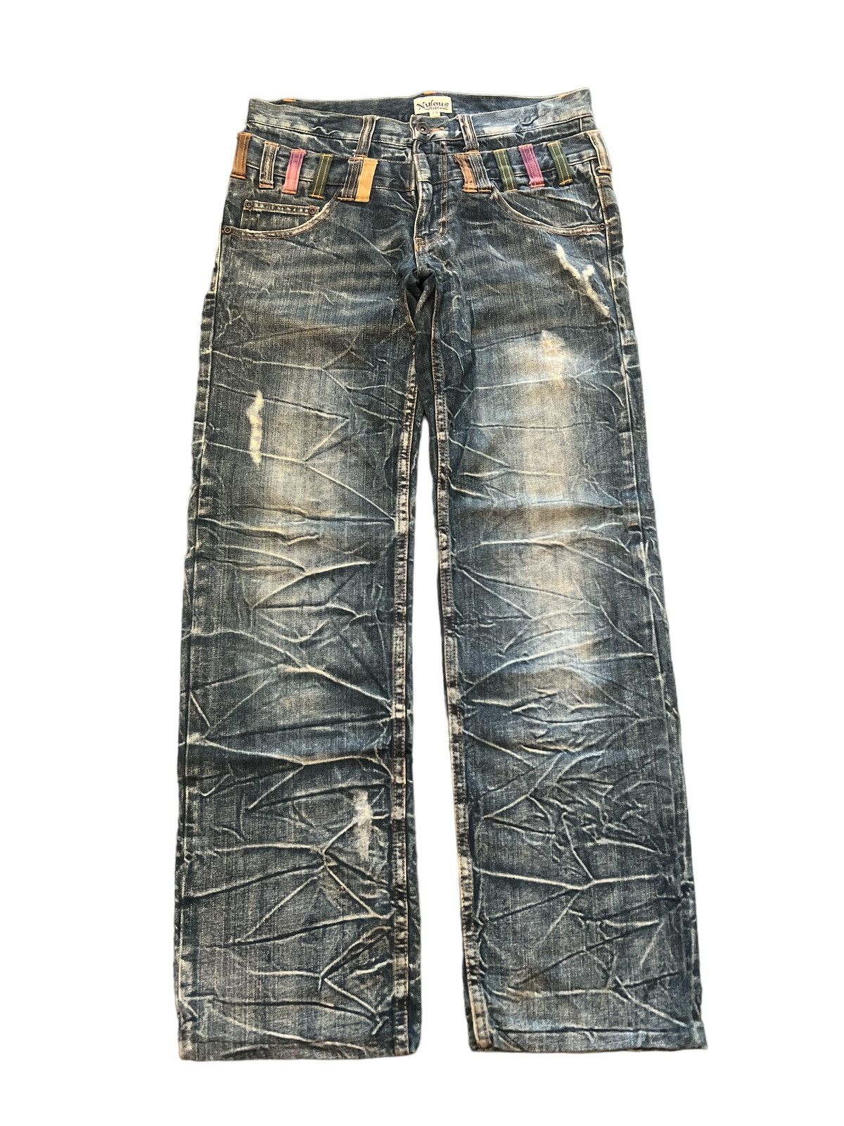 image of Vintage Double Waistnylaus Distressed Denim Pant in Blue, Men's (Size 30)