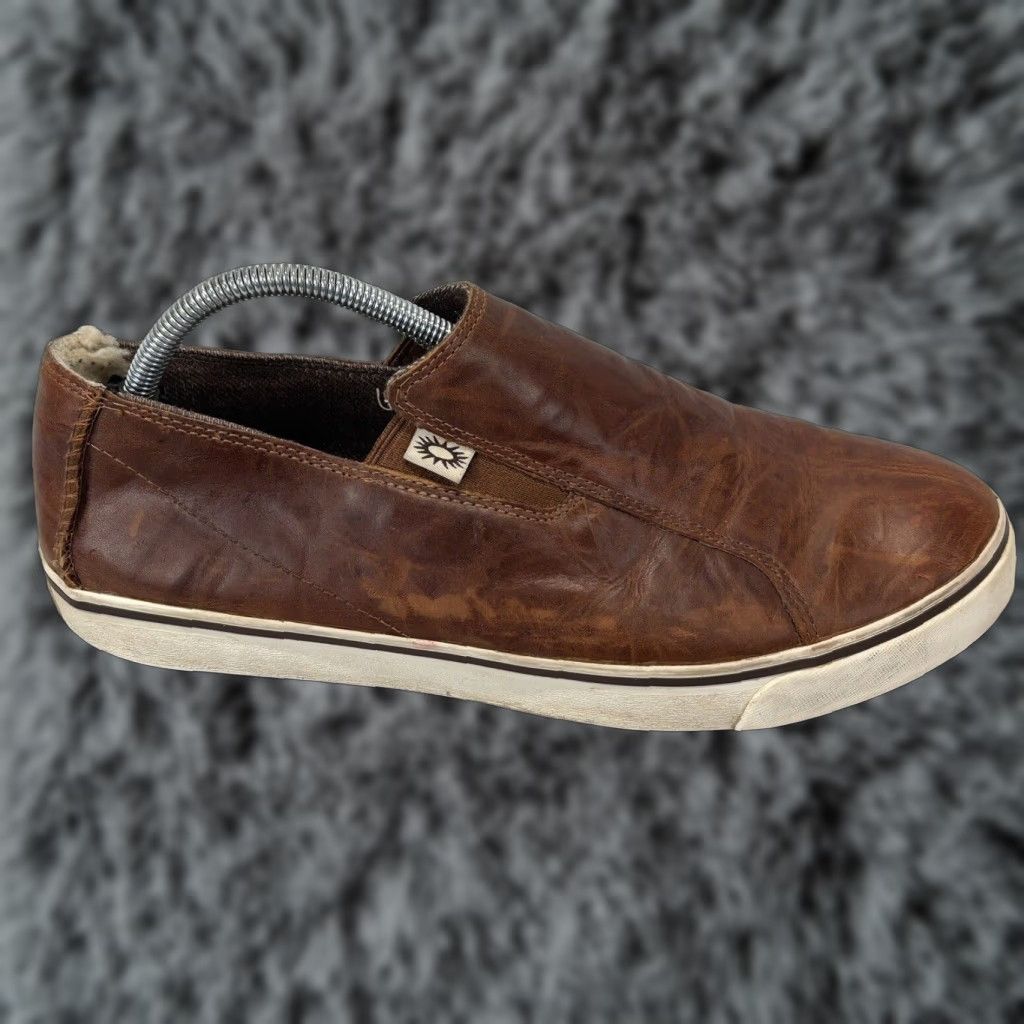 UGG Australia Vanowen Sneaker Men 9.5 Brown Leather Slip-On Shearling Casual Mens
