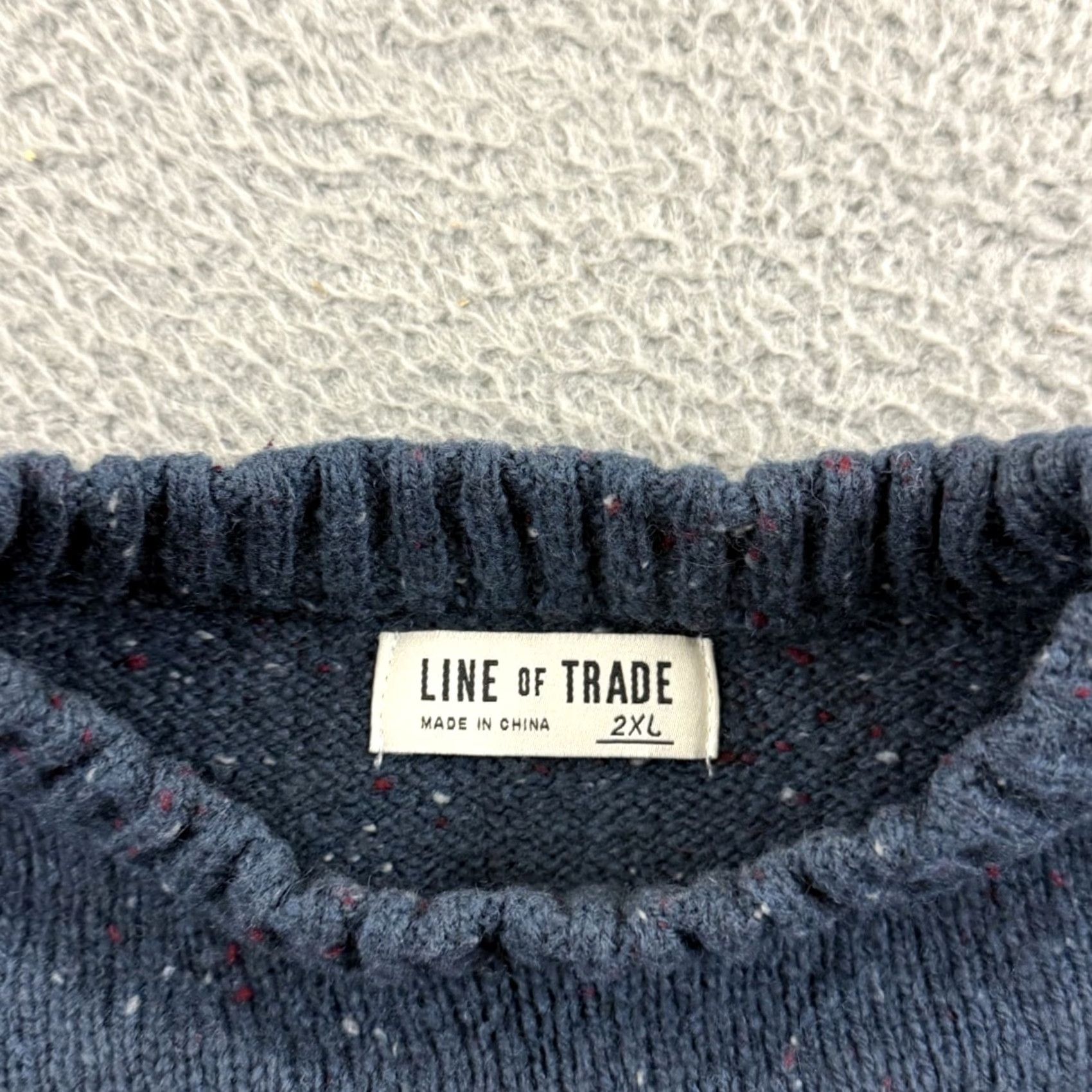 Vintage Line Of Trade Sweater Mens 2XL Blue Wool Blend Fleck Elbow Patches Knit Pullover Size US XL / EU 56 / 4 - 6 Thumbnail