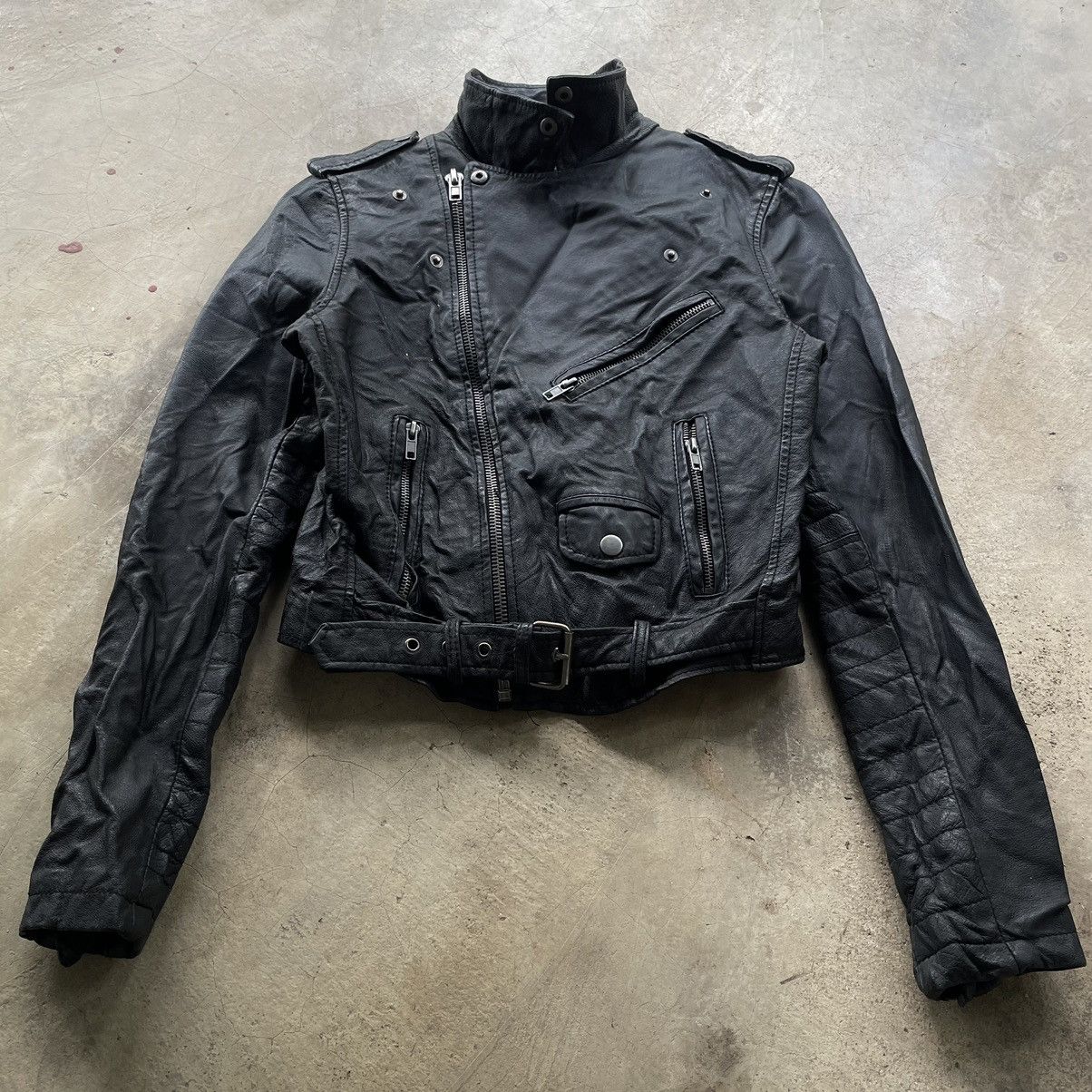 Le Grande Bleu (L.G.B.) Grail🔥 Archive Leather Jacket Asymmetrical Rick Owens Style Size US XS / EU 42 / 0 - 2 Thumbnail