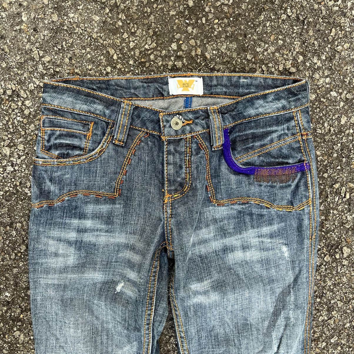 Japanese Brand Flared Antik Denim Embroidery Bootcut Pants Size 25" / US 0 / IT 36 - 6 Thumbnail