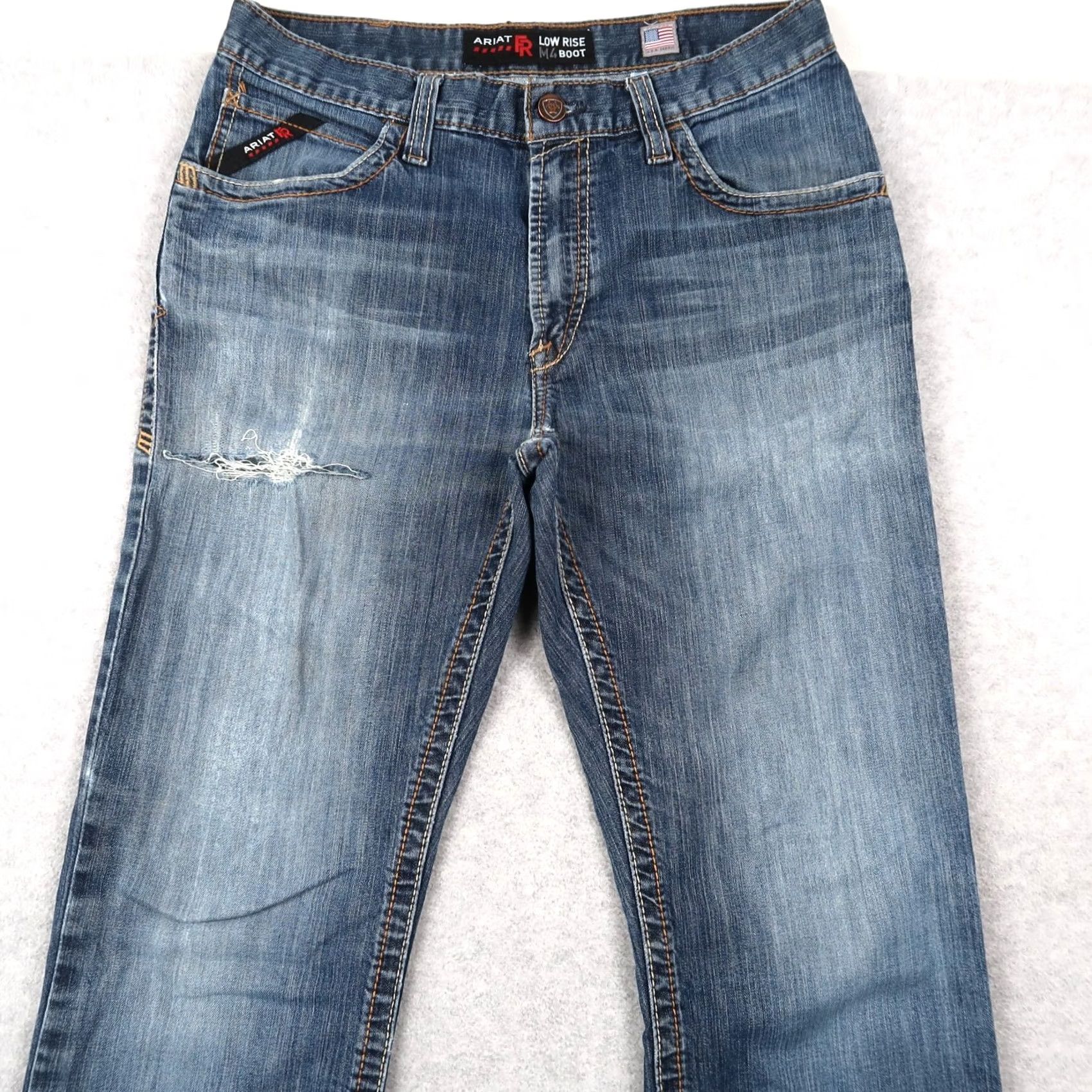 Ariat Ariat M4 Jeans Bootcut Relaxed Men's 32x38 Flame-Resistant CAT2 Blue Denim 5-Pocket USA Cowboy Jeans Mens Size US 32 / EU 48 - 3 Thumbnail