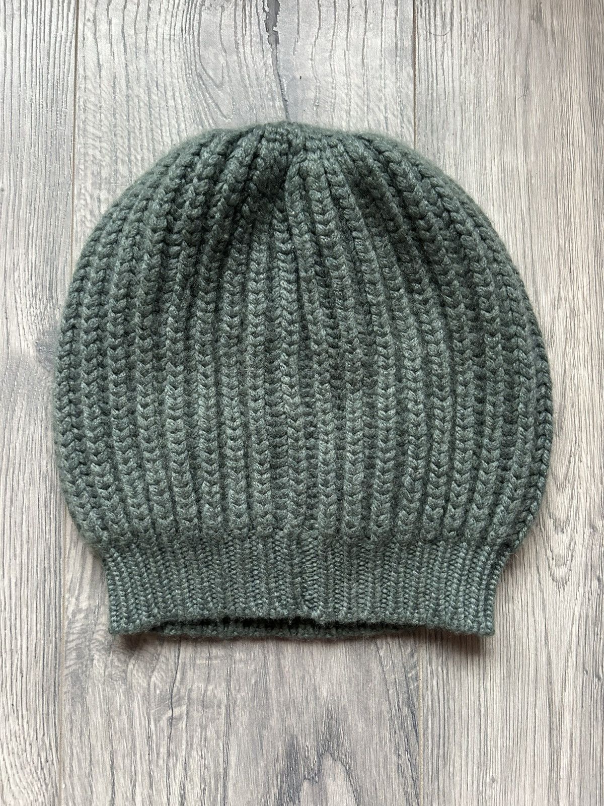 Brunello Cucinelli 100% Cashmere Ribbed Knit Beanie in Green - Size M Size ONE SIZE - 1 Thumbnail