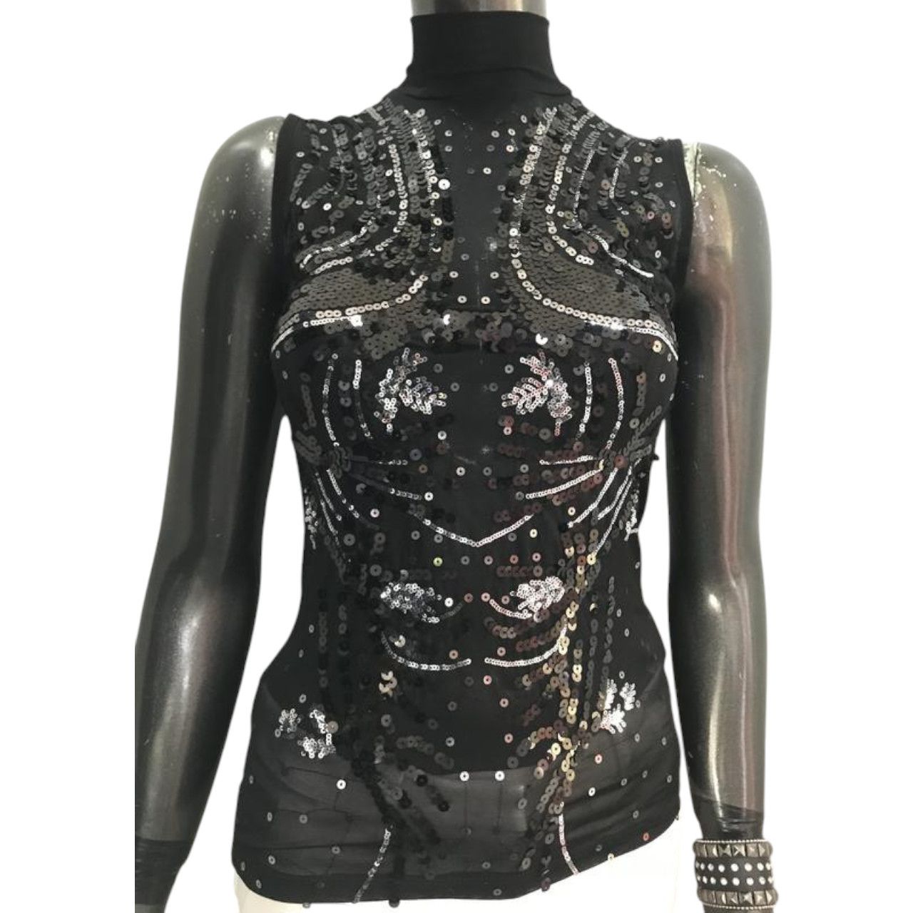 Designer Black Sequin top sz S Size S / US 4 / IT 40 - 1 Thumbnail