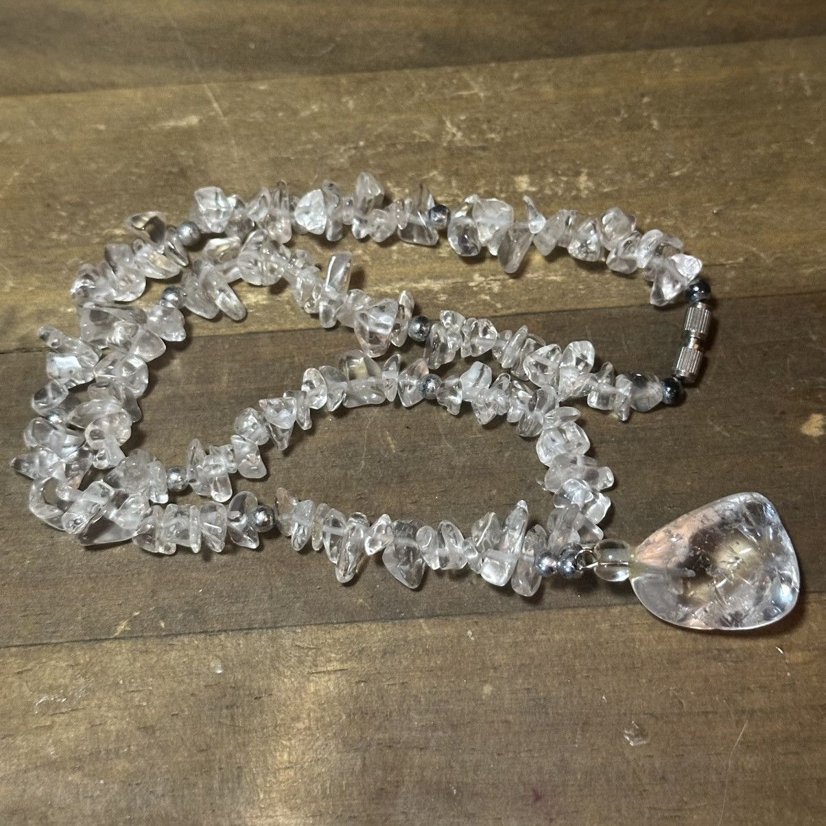 Vintage Vintage clear glass bead chip pendant necklace Size ONE SIZE - 4 Thumbnail