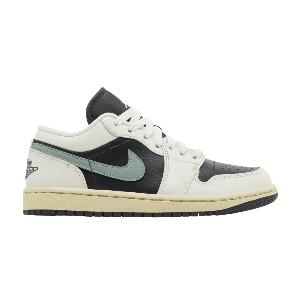 image of Wmns Air Jordan 1 Low Jade Smoke Shoes in Black, Women's (Size 9)