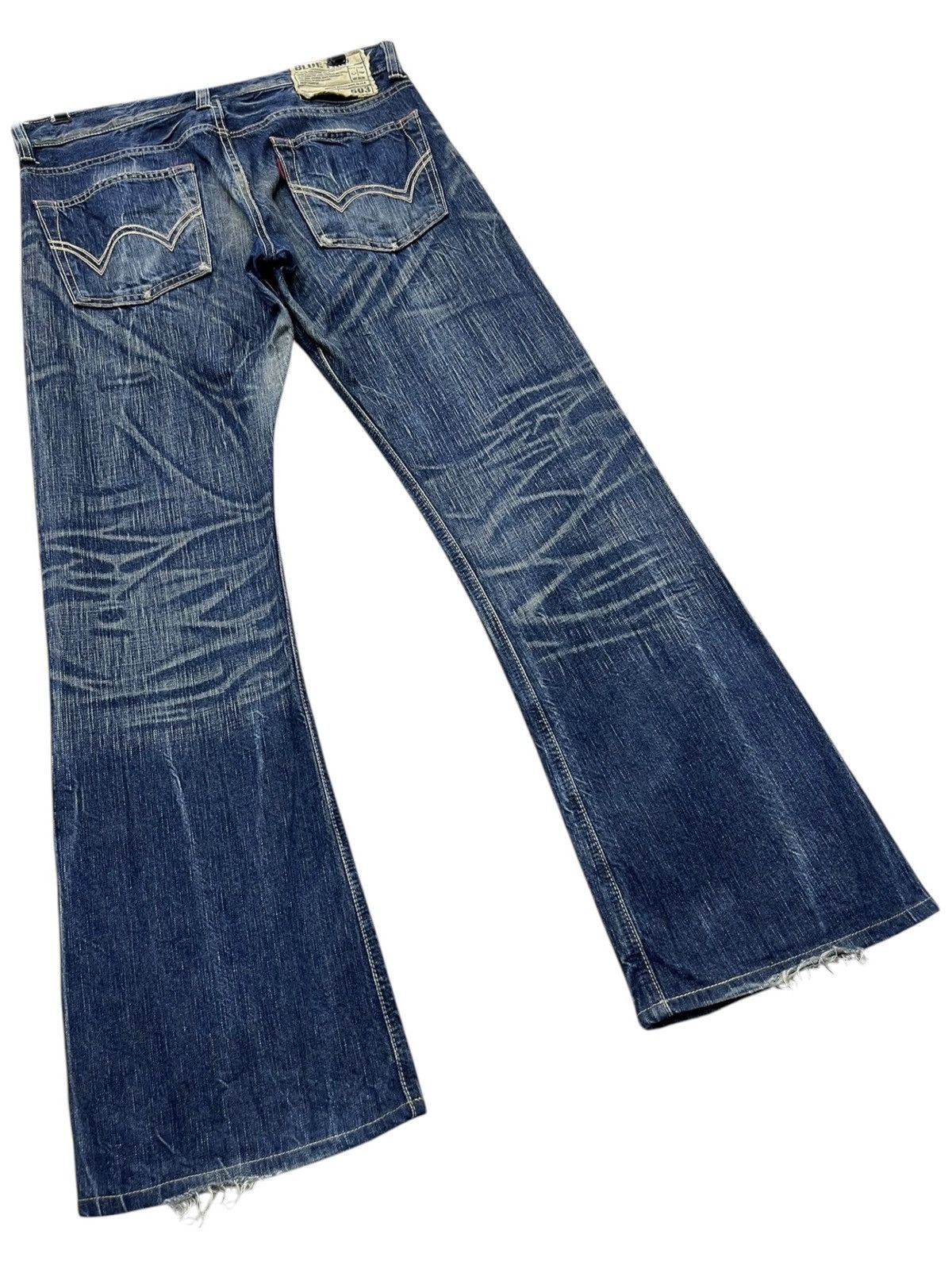 🔥Vintage FLARE EDWIN 503 BLUE TRIP RAW BLUE MUDWASH DENIM