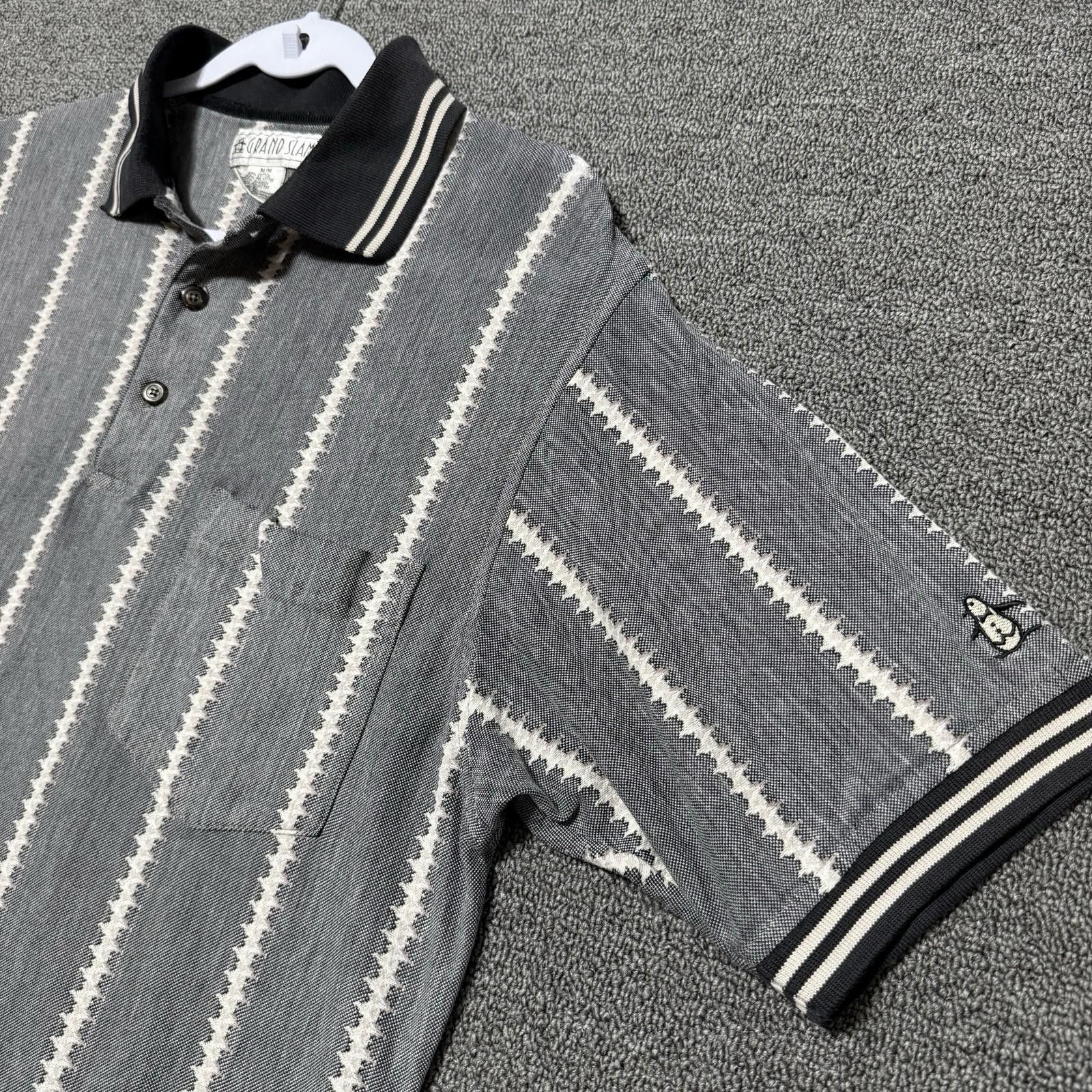 Grand Slam VTG Grand Slam Mens M Cotton Golf Polo Short Sleeve Striped Size US L / EU 52-54 / 3 - 3 Thumbnail