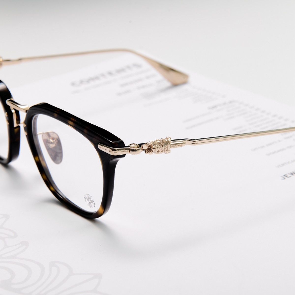 Chrome Hearts CHROME HEARTS CLOACO DARK TORTOISE/ GOLD PLATED GLASSES Size ONE SIZE - 3 Thumbnail