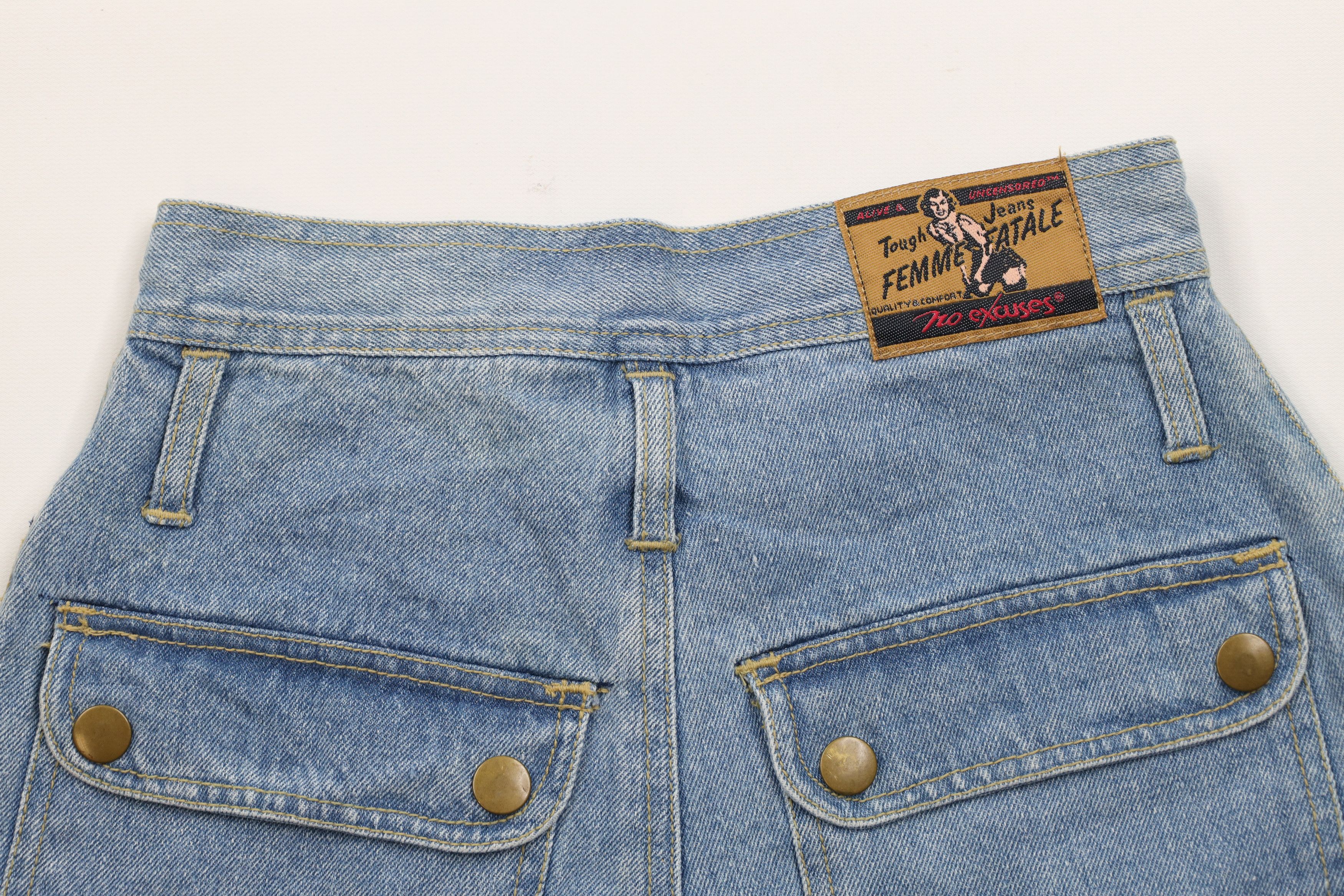 Vintage Vintage 90s Streetwear Pin Up Girl Denim Jean Shorts Blue Size 28" / US 6 / IT 42 - 9 Thumbnail