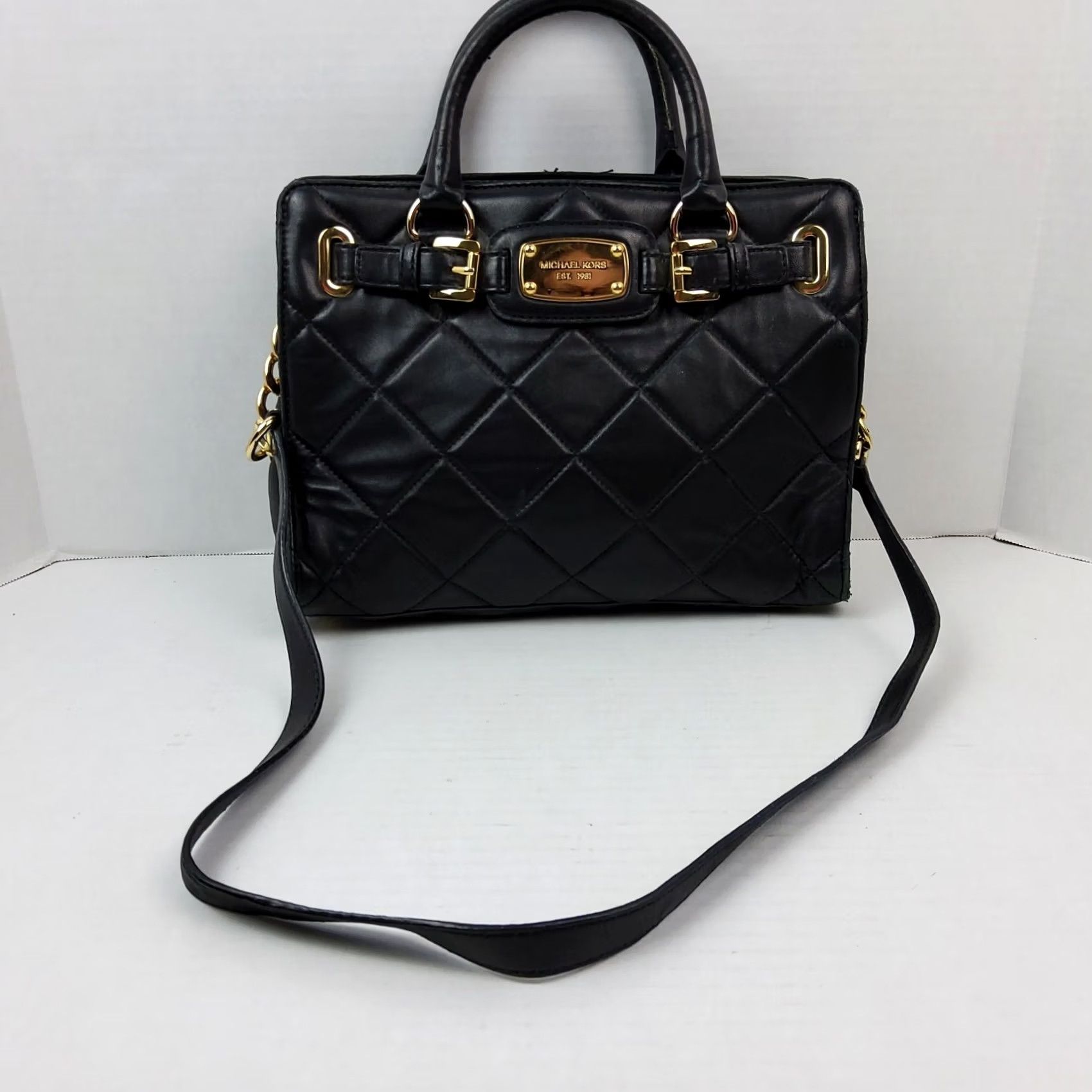 Michael Kors Michael Kors MK Quilted Shoulder Handbag Purse Bag Leather Black Women Purposed MK Shoulder Bag Size ONE SIZE - 3 Thumbnail