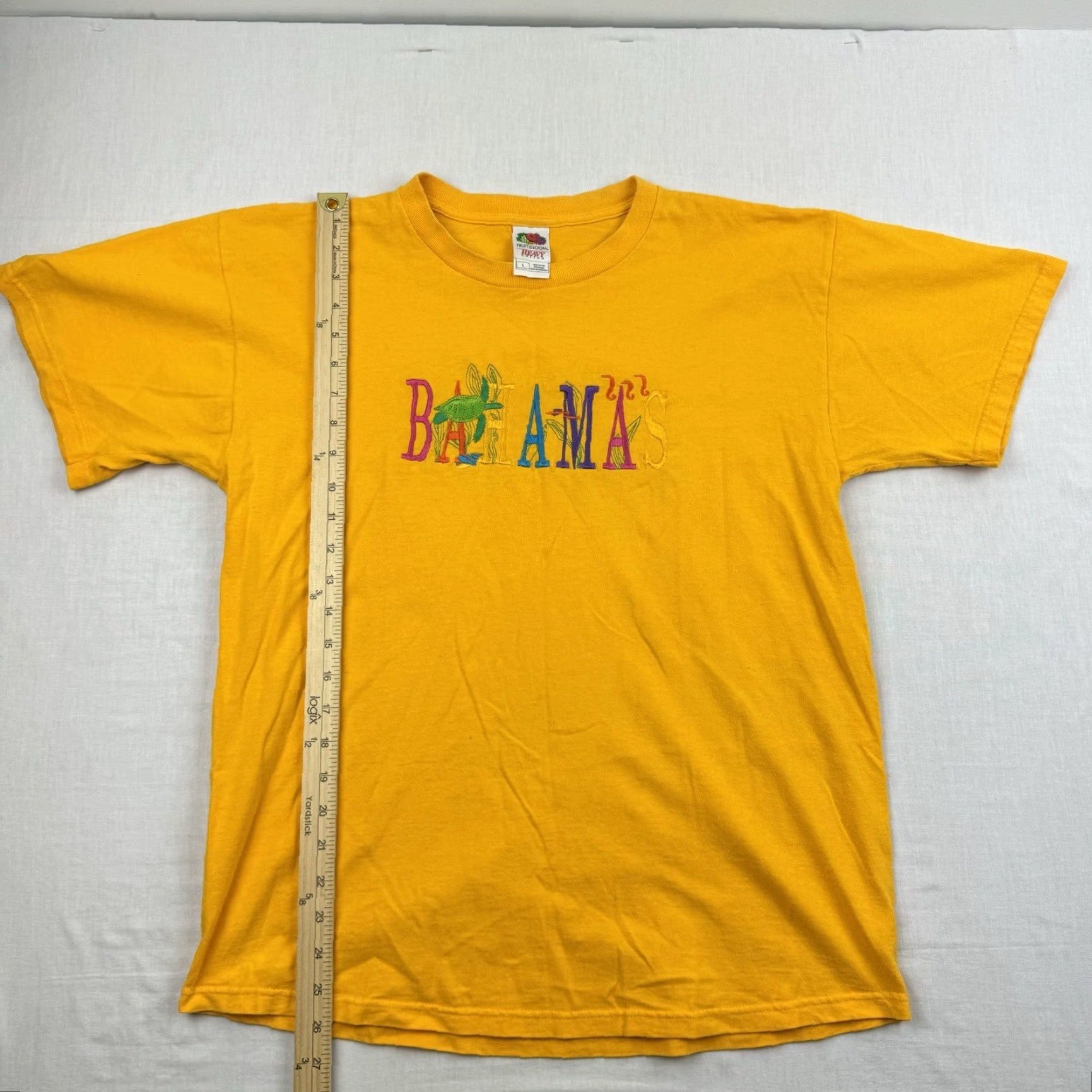 Fruit Of The Loom VINTAGE Fruit of the Loom Tropical Shirt Adult Large Yellow Y2K Embroidery Mens Size US L / EU 52-54 / 3 - 5 Thumbnail