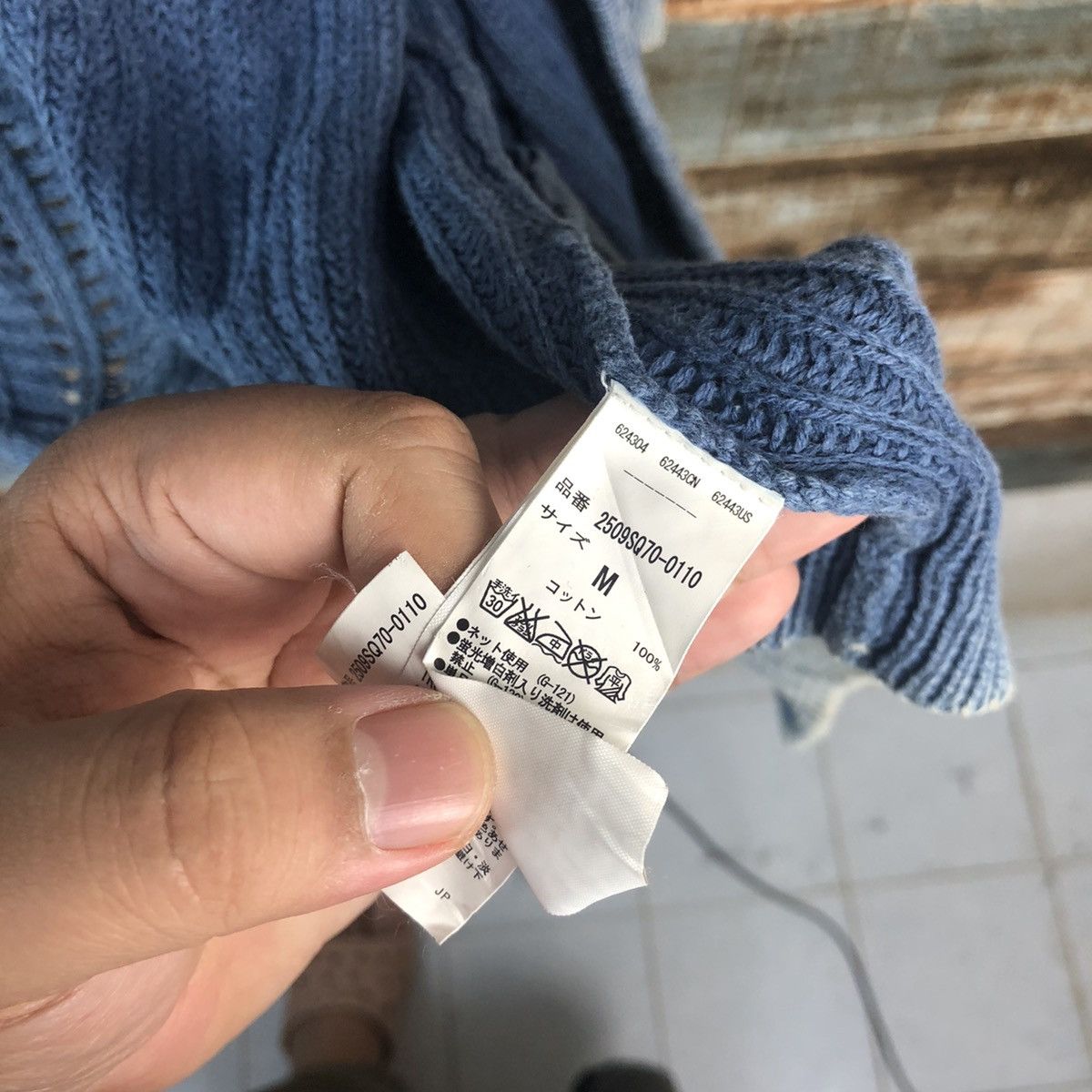 Indigo Azul Blue indigo faded Cardigan Hoodie Knitwear #A1887 Size US M / EU 48-50 / 2 - 10 Thumbnail