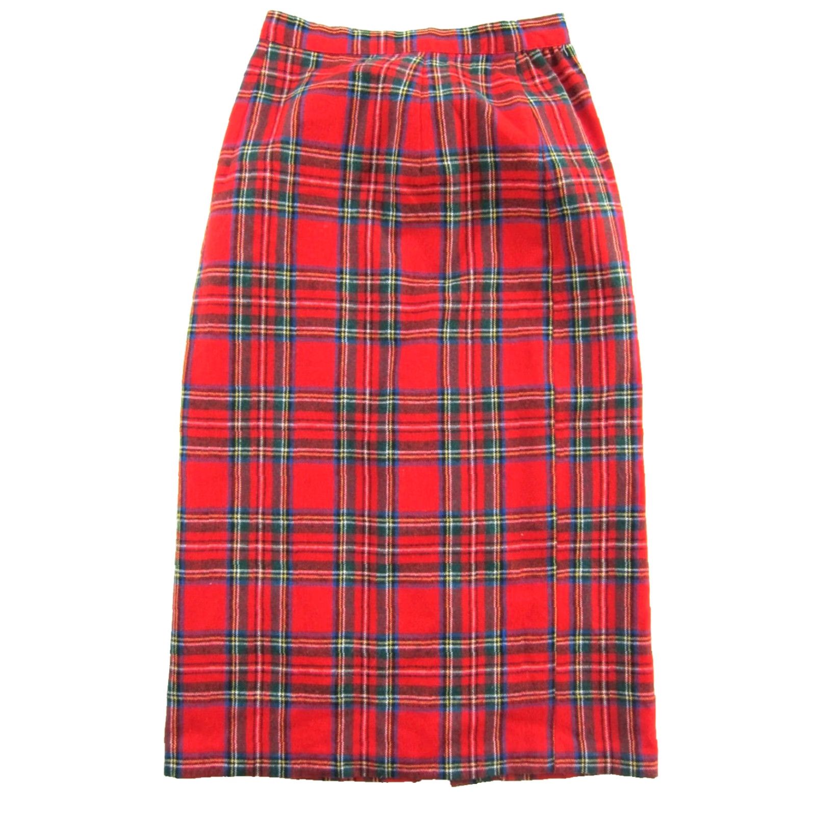 Vintage VINTAGE Nanci Jennifer Canada Wool Red Green Blue Plaid Button Pencil Skirt XS Size 26" / US 2 / IT 38 - 2 Thumbnail